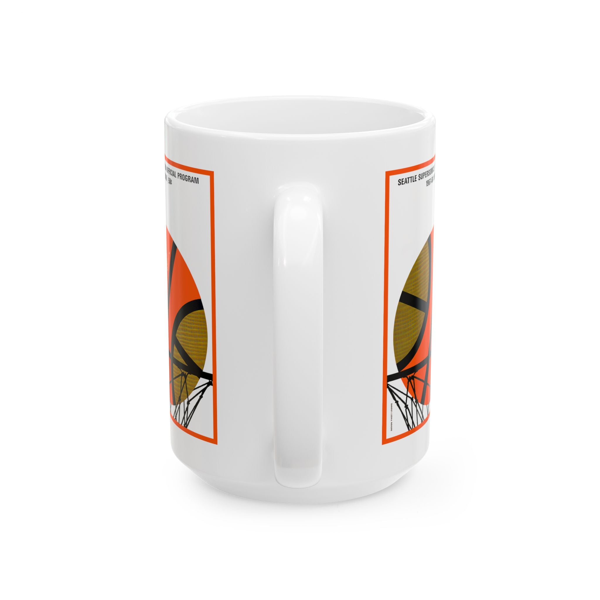 Basketball Seattle SuperSonics Ceramic Mug, Sports Fan Drinkware, Retro 60s Hoops Team Cup, 11oz 15oz Sizes, Vintage Basketball Gift