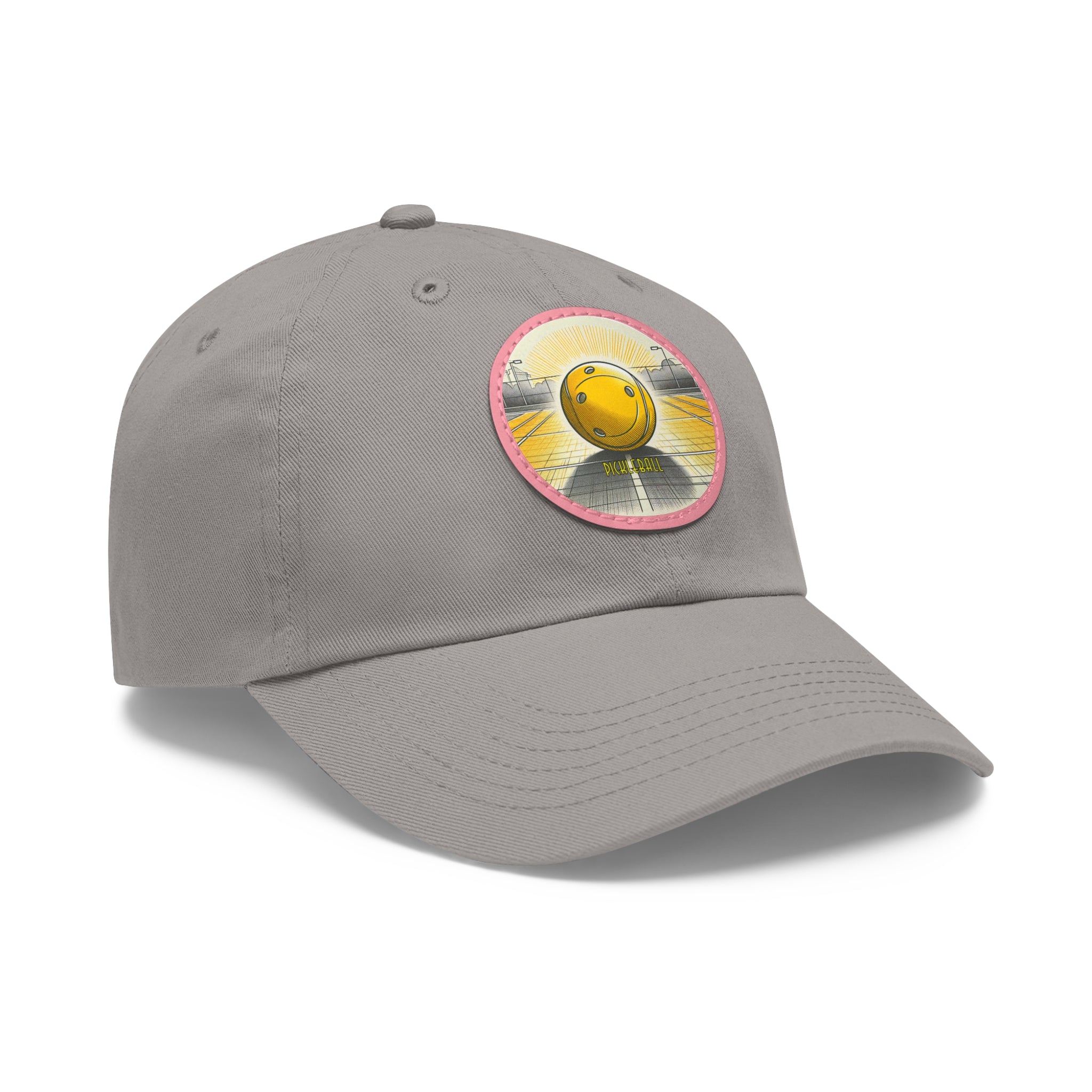 Pickleball - Dad Hat with Leather Patch (Round)