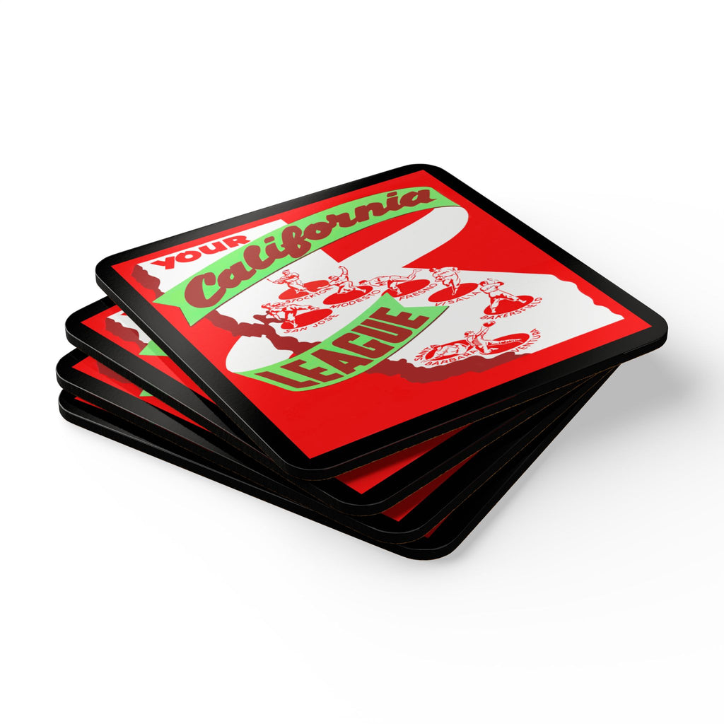 California League Memorabilia, 1949 Baseball - Corkwood Coaster Set