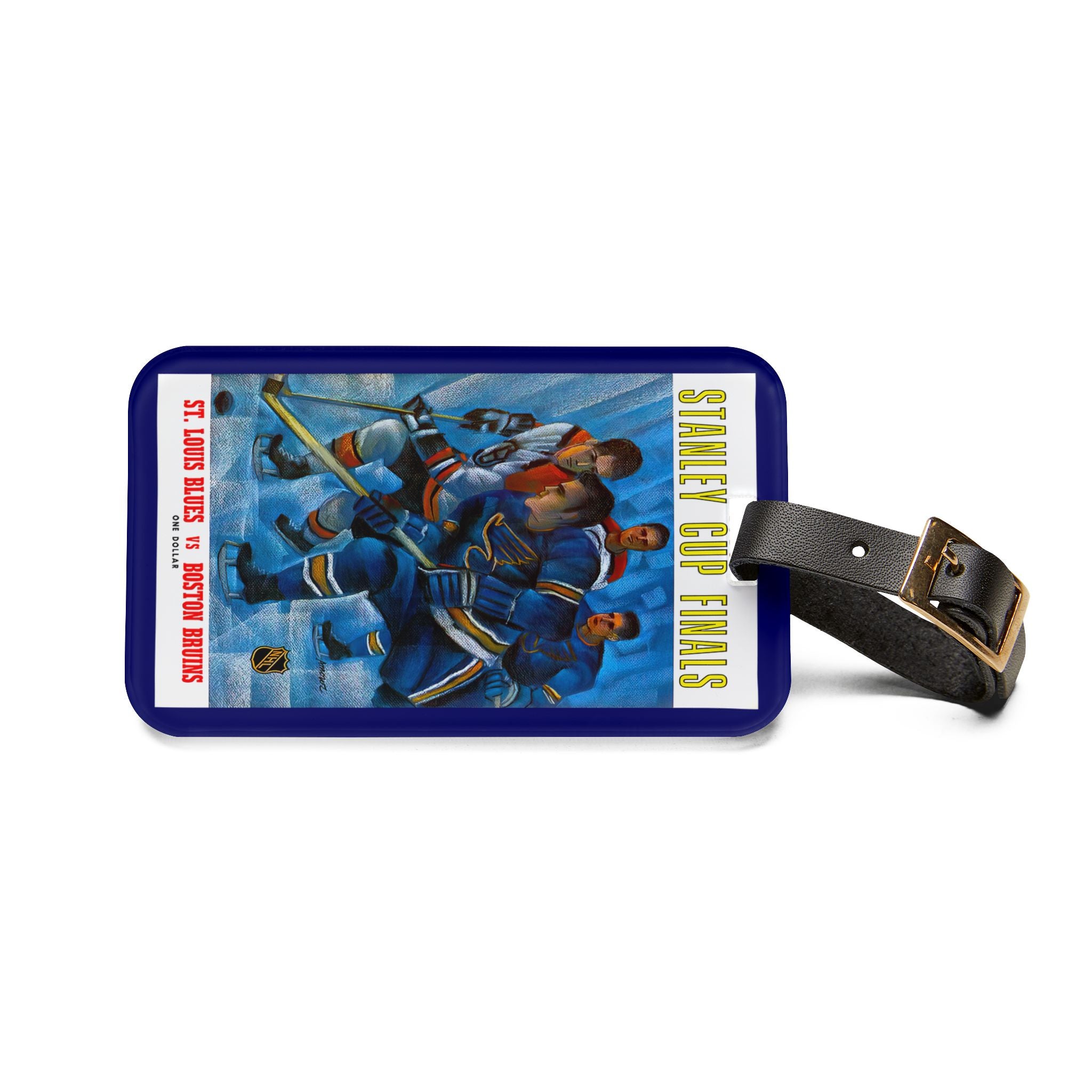 1969-1970 Hockey St Louis vs Boston Luggage Tag | Vintage Sports Travel ID