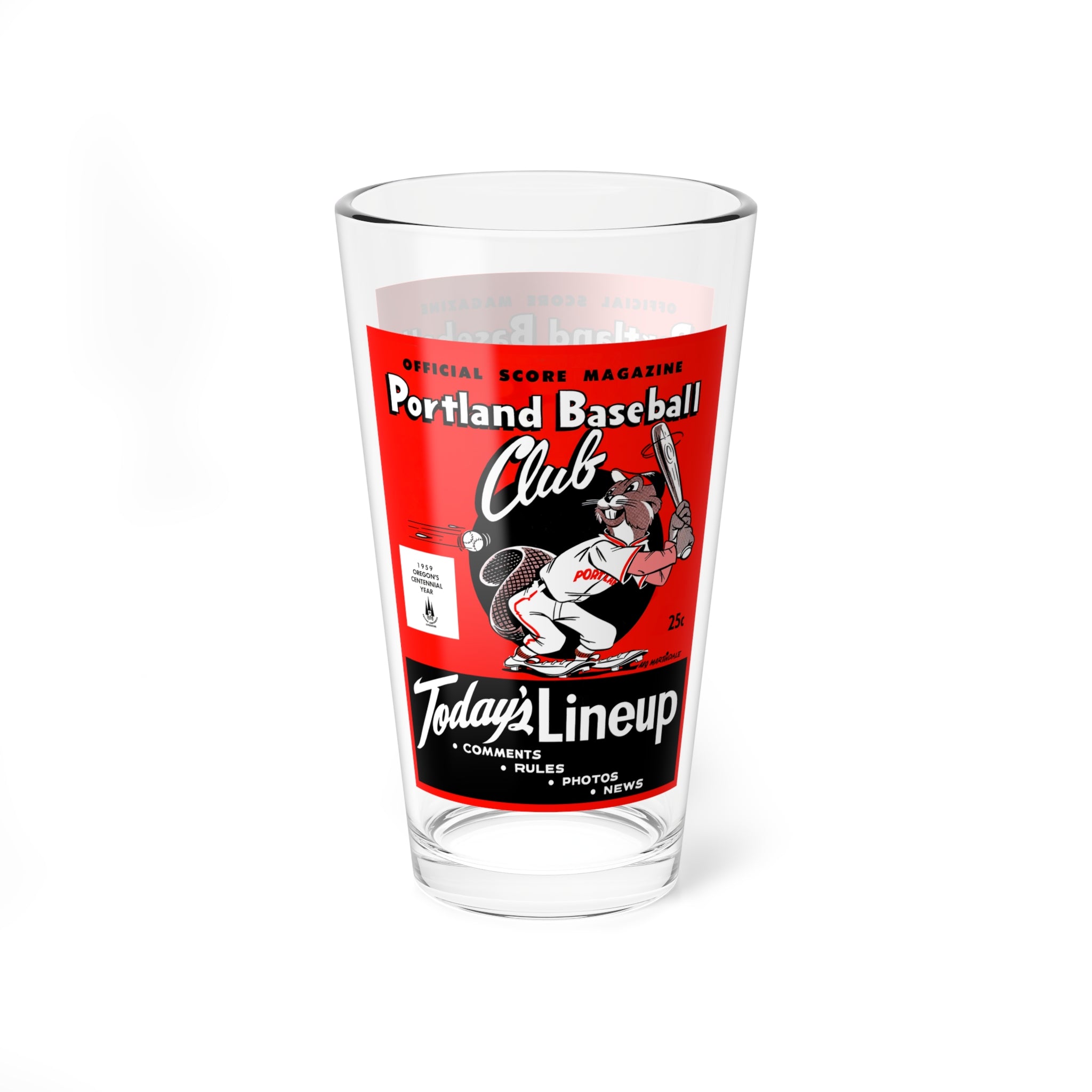 Mixing Glass, 16oz - Vintage 1959 Baseball Portland Beavers Memorabilia