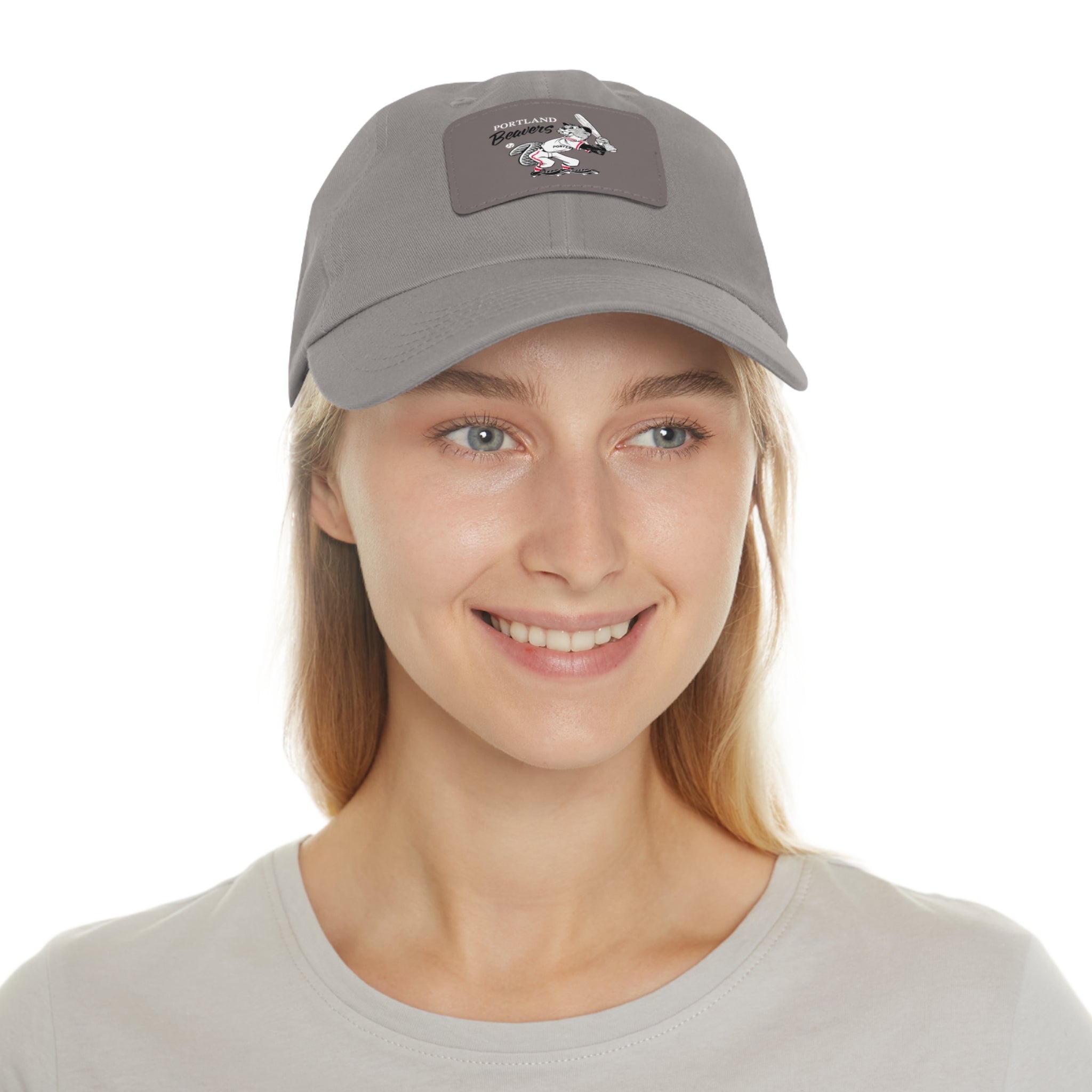Baseball Classic Dad Hat with Leather Patch, Portland Beavers Cap, Vintage Baseball Hat, Retro Sports Cap, Baseball Fan Gift