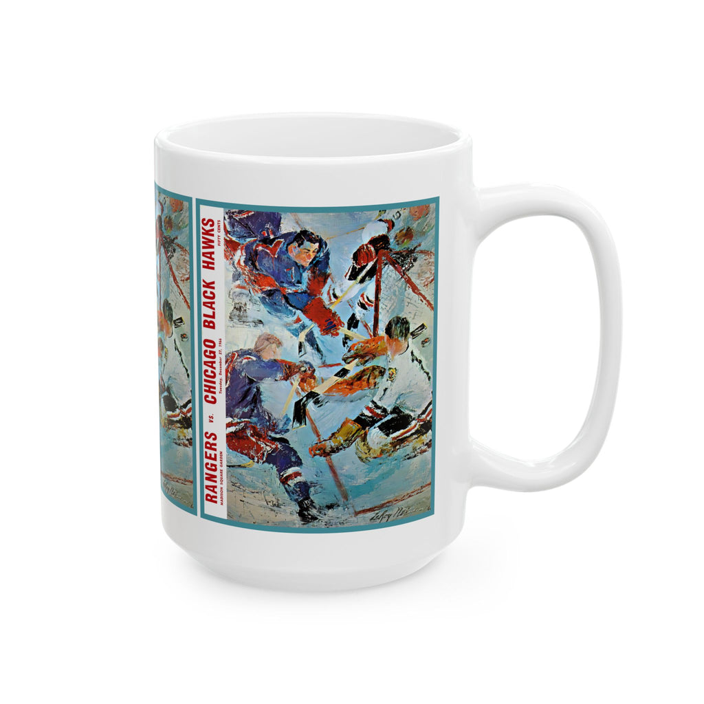 Vintage Hockey Ceramic Mug, 11oz, 15oz - 1966-1967 New York Rangers - Chicago Blackhawks Cup, Sports Fan Gift, Hockey Lover Present, Retro