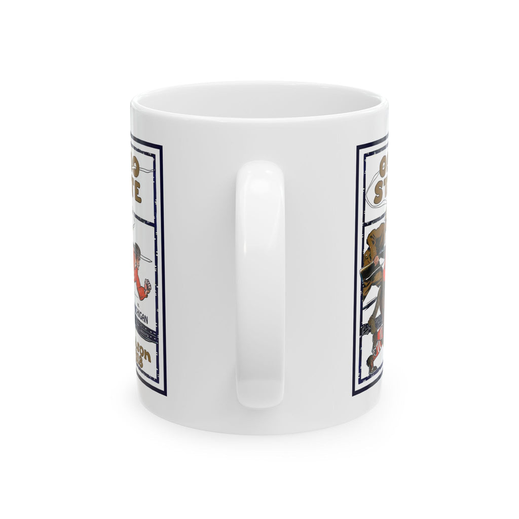 College Football Ceramic Mug, 1918 Ohio State Michigan Football, Sports Fan Gift, Football Fan Cup, Unique Pottery Mug, Game Day Drinkware