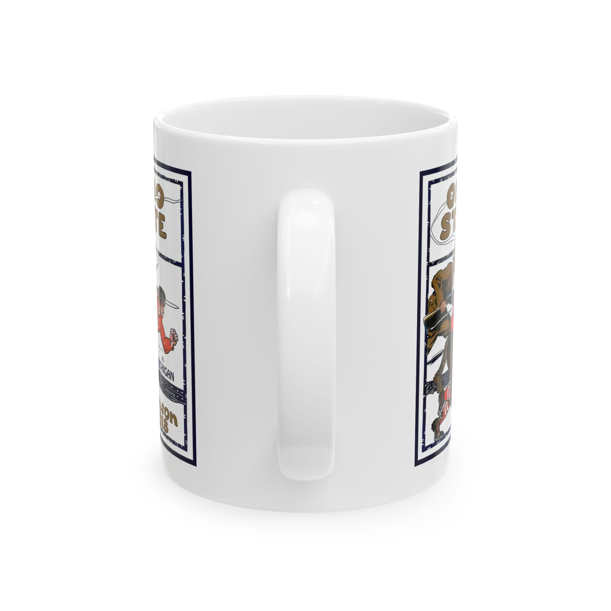 College Football Ceramic Mug, 1918 Ohio State Michigan Football, Sports Fan Gift, Football Fan Cup, Unique Pottery Mug, Game Day Drinkware