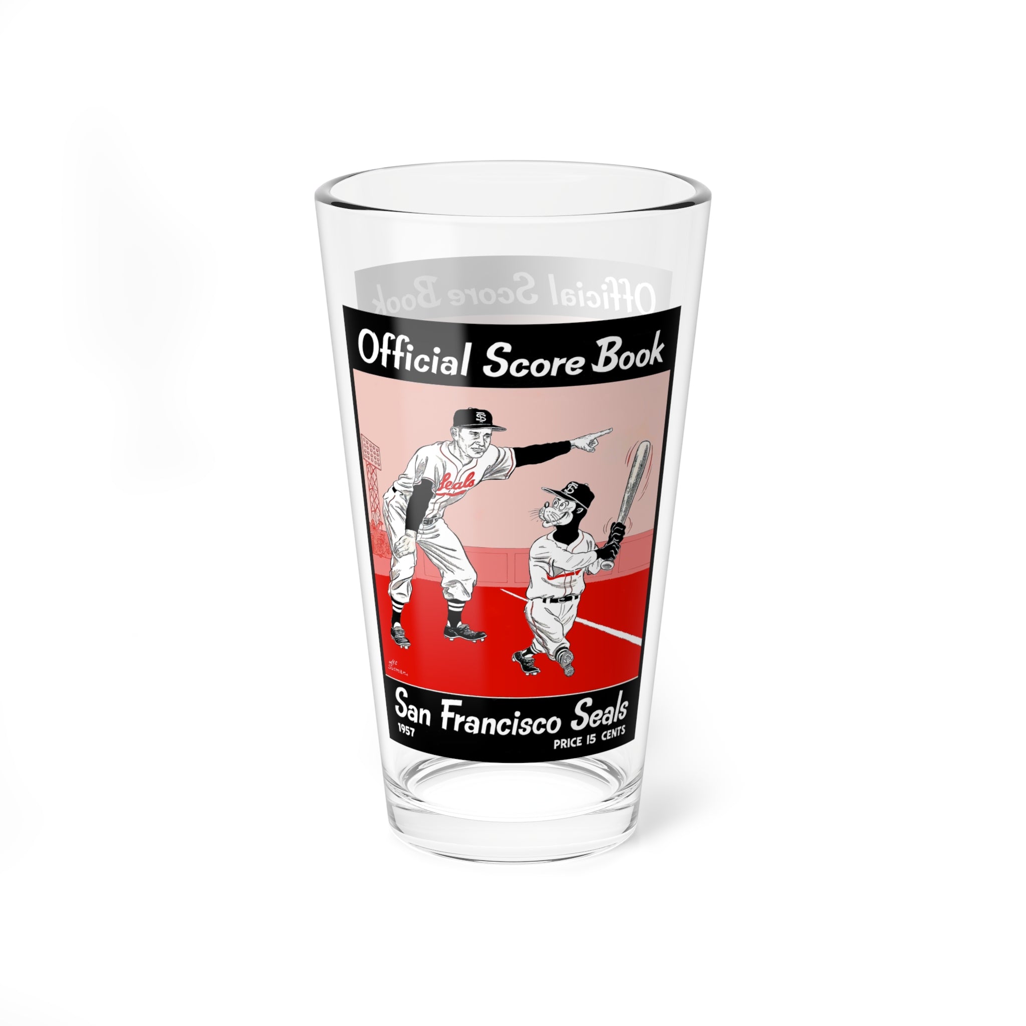 Glassware, 1957 Baseball San Francisco Seals Mixing Glass, Vintage Sports Barware, Unique Gift for Baseball Fans, 16oz Cocktail Glass, Home