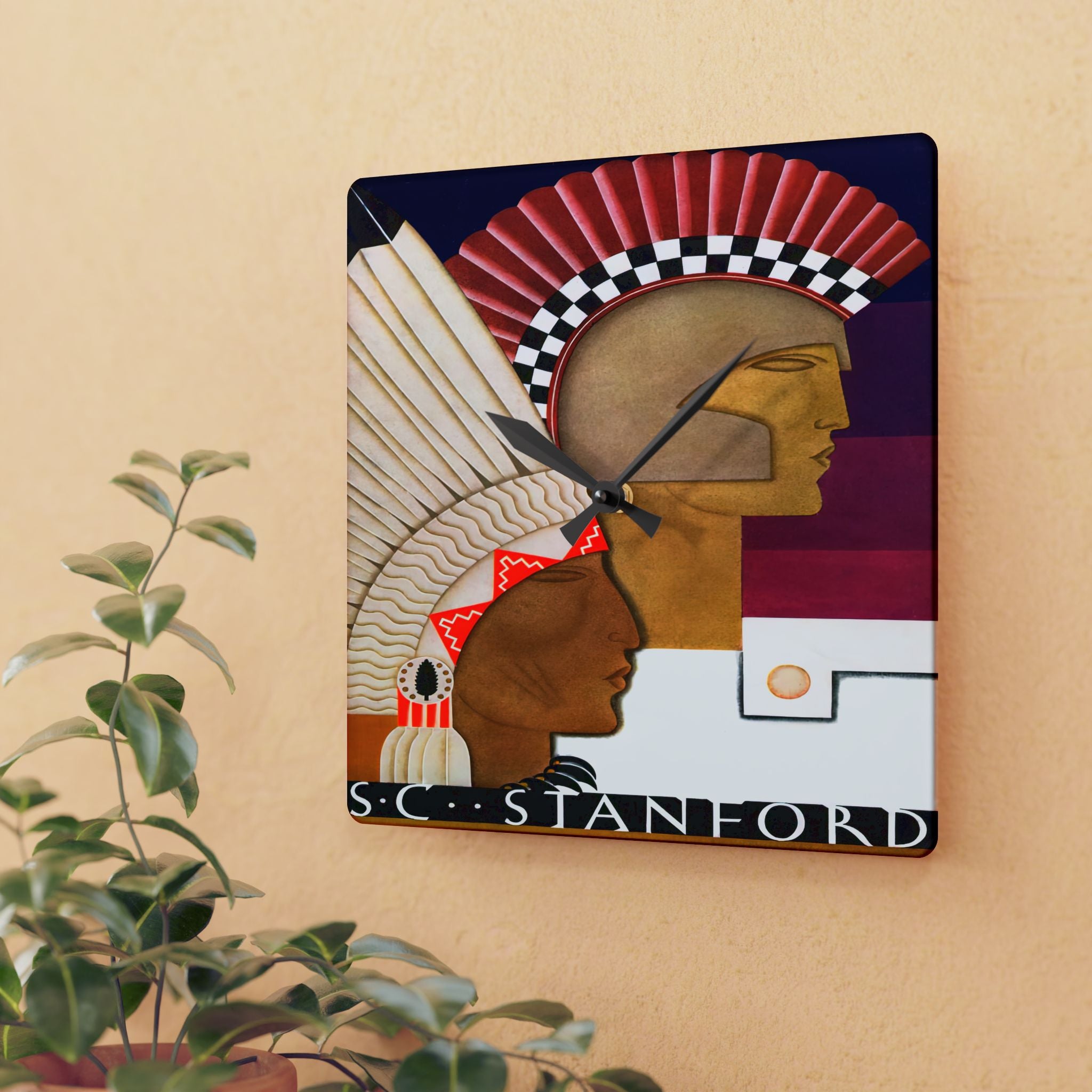 Vintage 1929 Football Stanford-SC Acrylic Wall Clock, Unique Sports Fan Home Decor, Retro College Football Theme Clock, Gift for Football