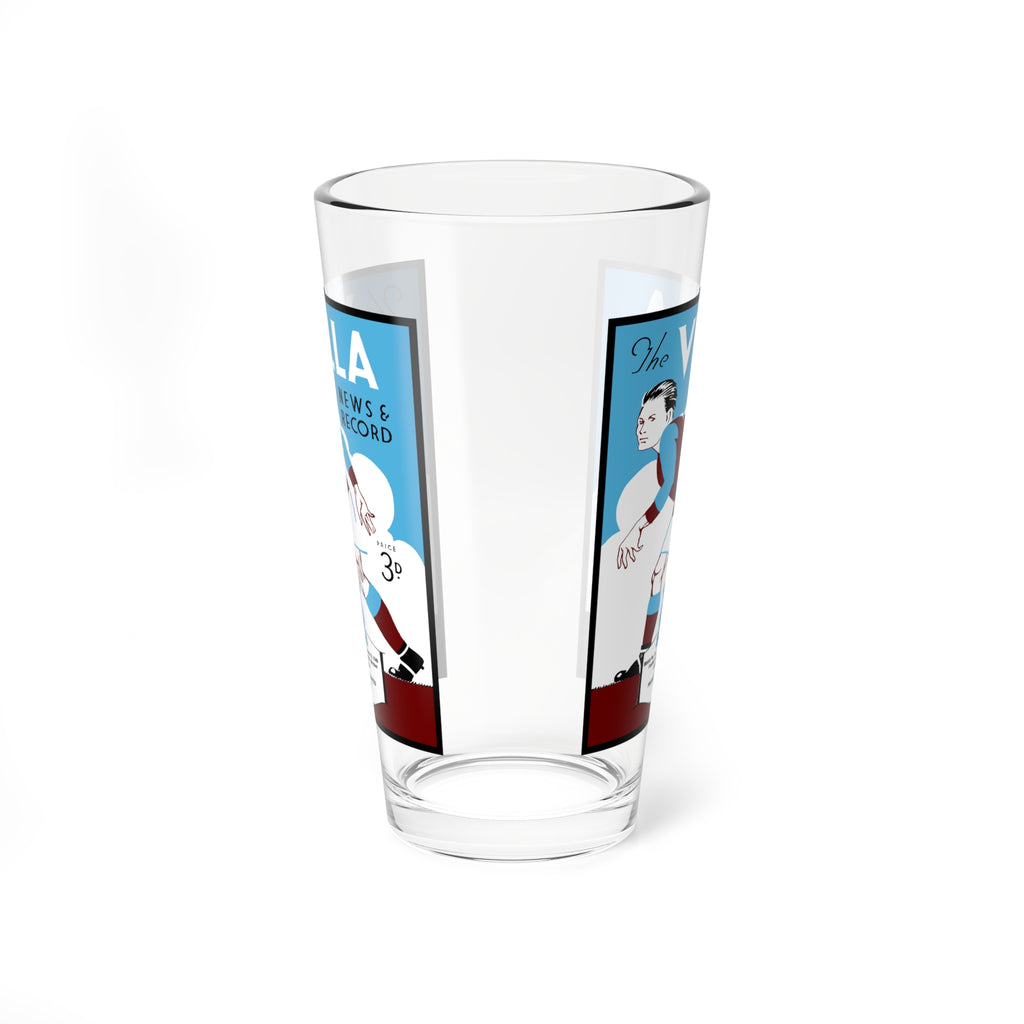 Vintage Aston Villa - Manchester United Mixing Glass, 16oz, English Football Program Memorabilia, Barware Gift Idea, Soccer Fan Collectible,