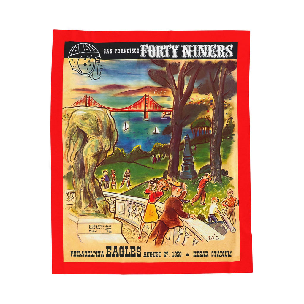 1950 San Francisco Forty Niners Vintage Program Cover Velveteen Plush Blanket 50" × 60" / 60" × 80"