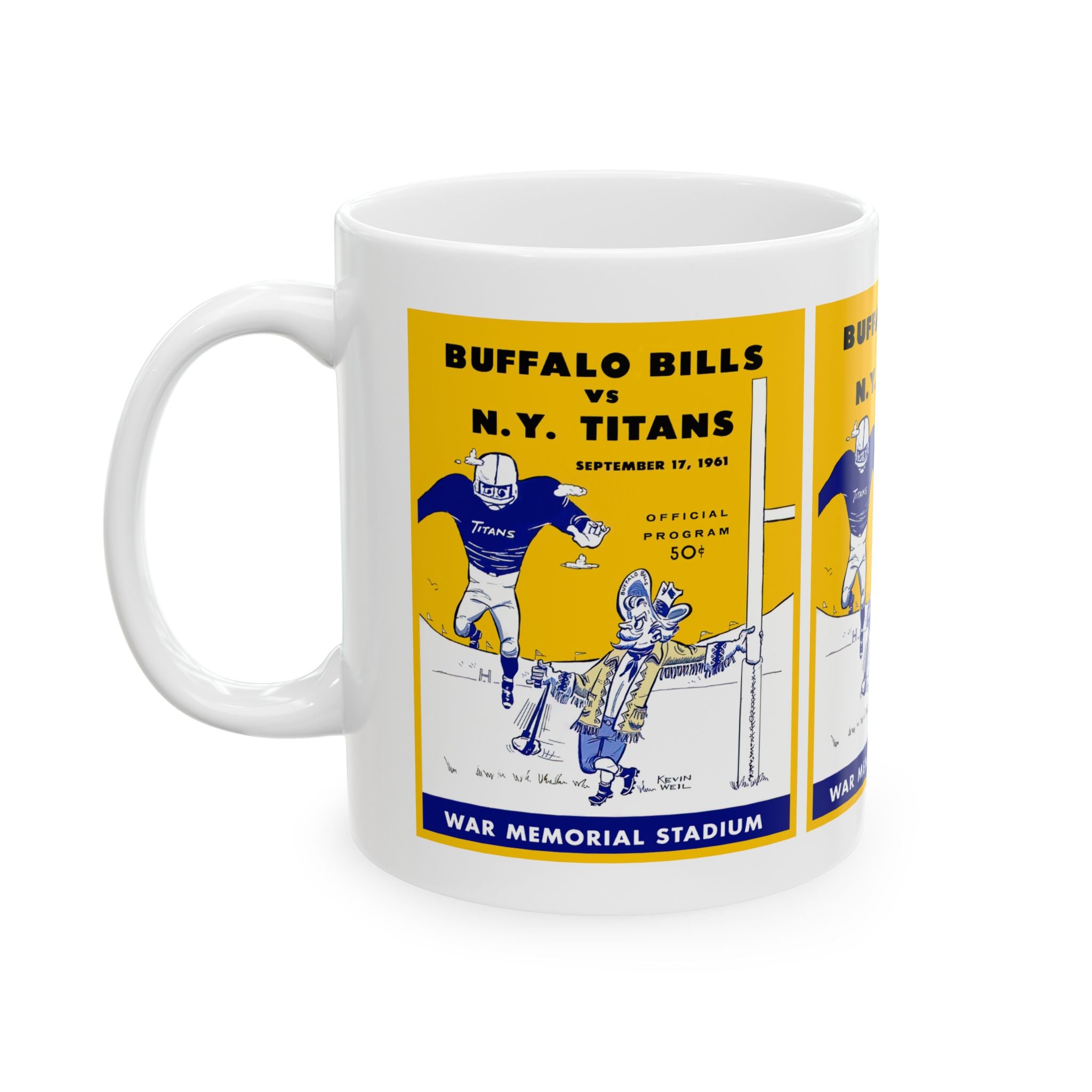 1961 Vintage Buffalo Bills-New York Titans Football Program Cover - Ceramic Mug, 11oz