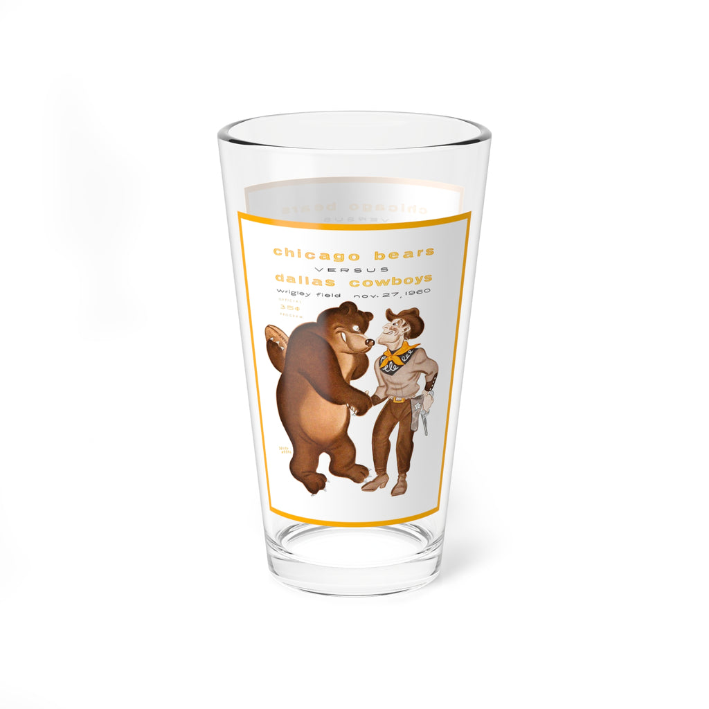 Mixing Glass, 16oz - 1960 Football Bears-Cowboys design, Sports Barware Collector Gift, Football Fan Drinkware, Football Memorabilia Glass,