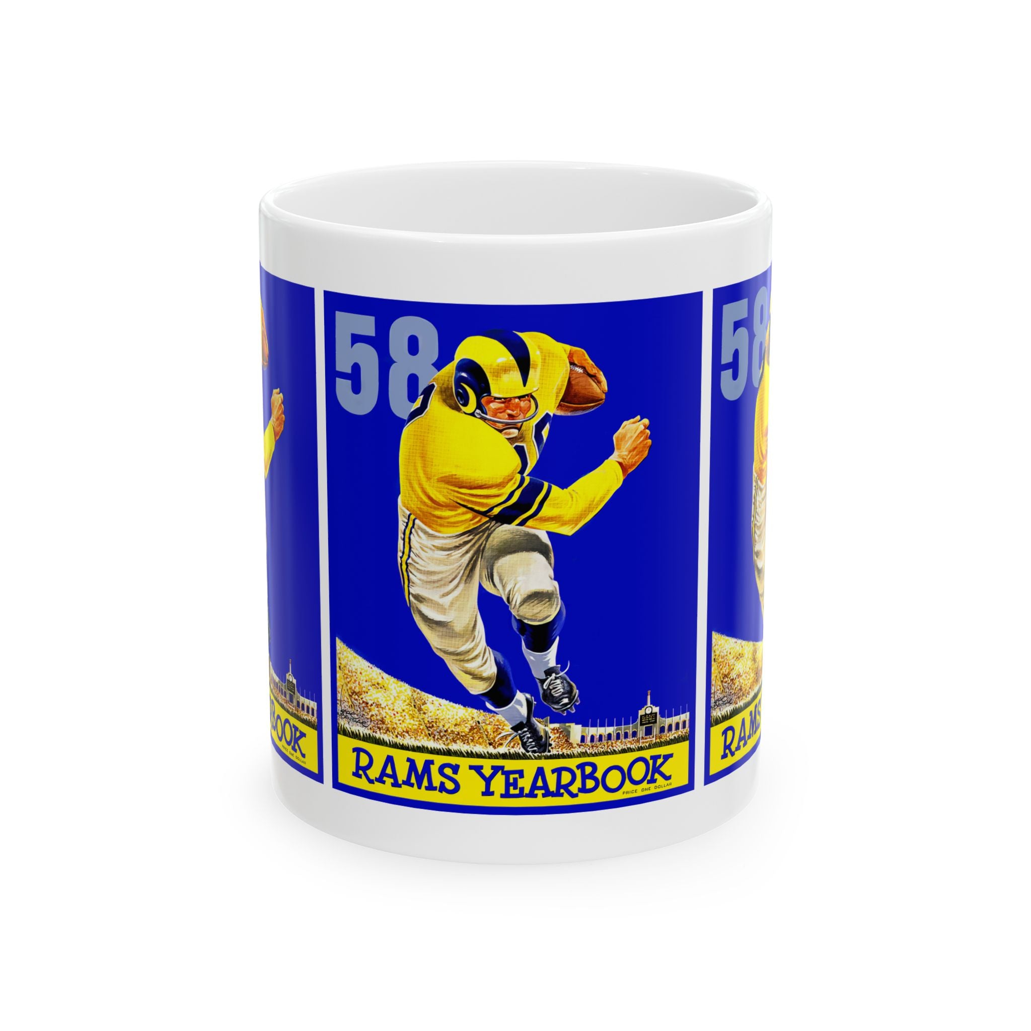 1958 Rams Football Ceramic Mug, Vintage Sports Tea Cup, Retro Team Fan Drinkware, Football Memorabilia Gift, 11oz 15oz