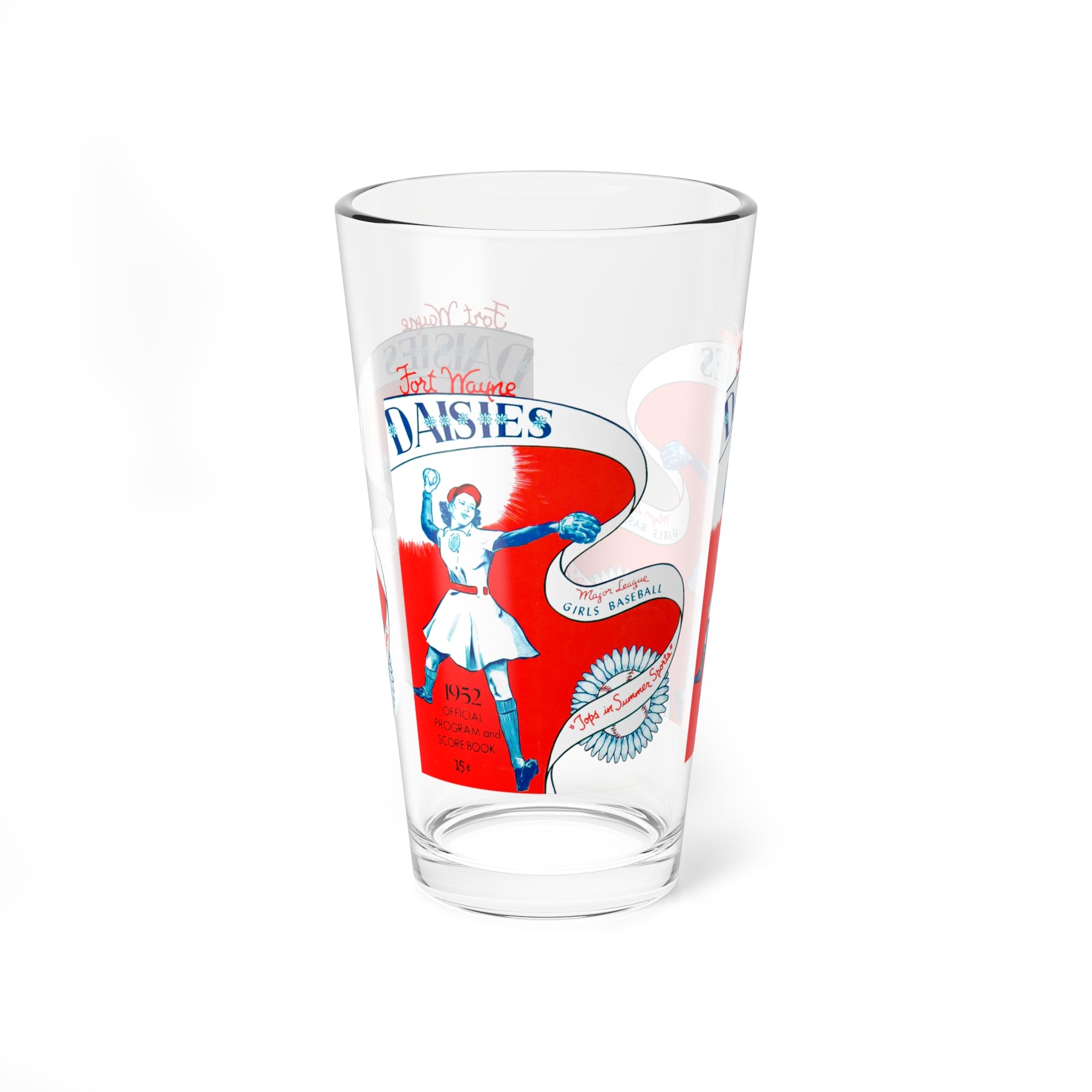 1952 Vintage Fort Wayne Daises Baseball Program Cover  -  Pint Glass, 16oz
