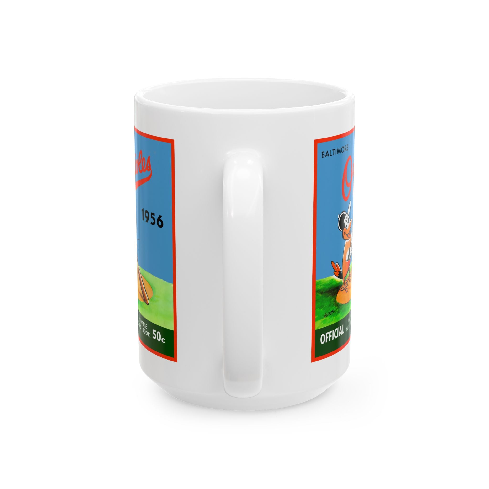 Vintage 1956 Baseball Baltimore Orioles Yearbook Ceramic Mug, Gift for Baseball Fans, Sports Memorabilia Drinkware, Coffee Cup, Unique Retro