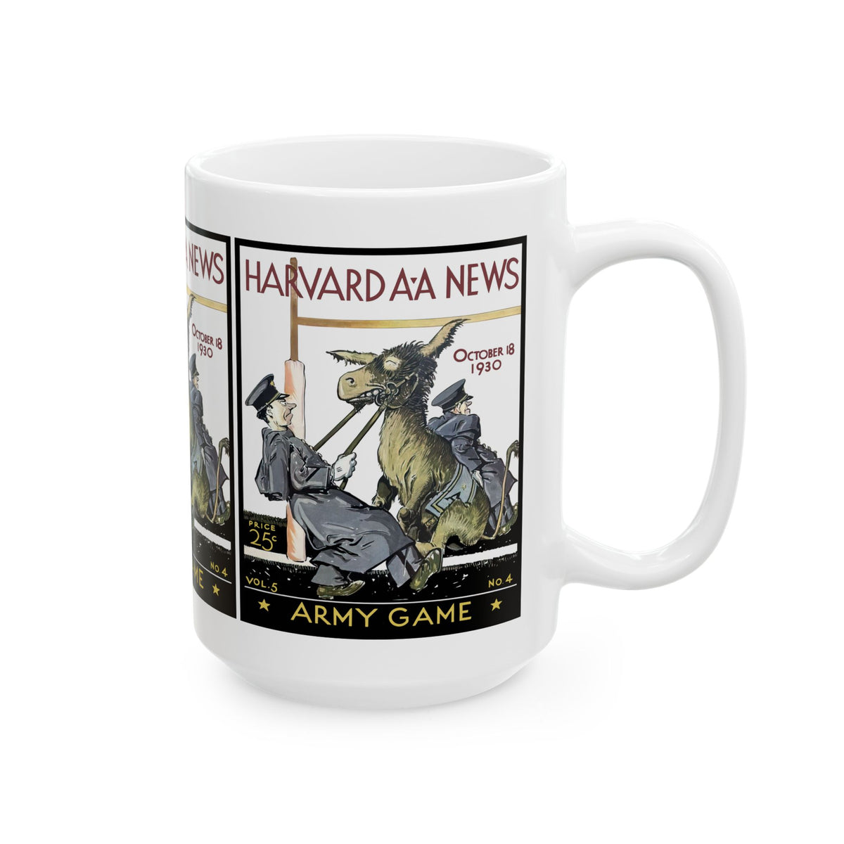 Vintage Army-Harvard Football Program Cover Ceramic Mug, 1930 Sports Fan Gift, Coffee Cup, Retro Football Memorabilia, Father's Day Present,
