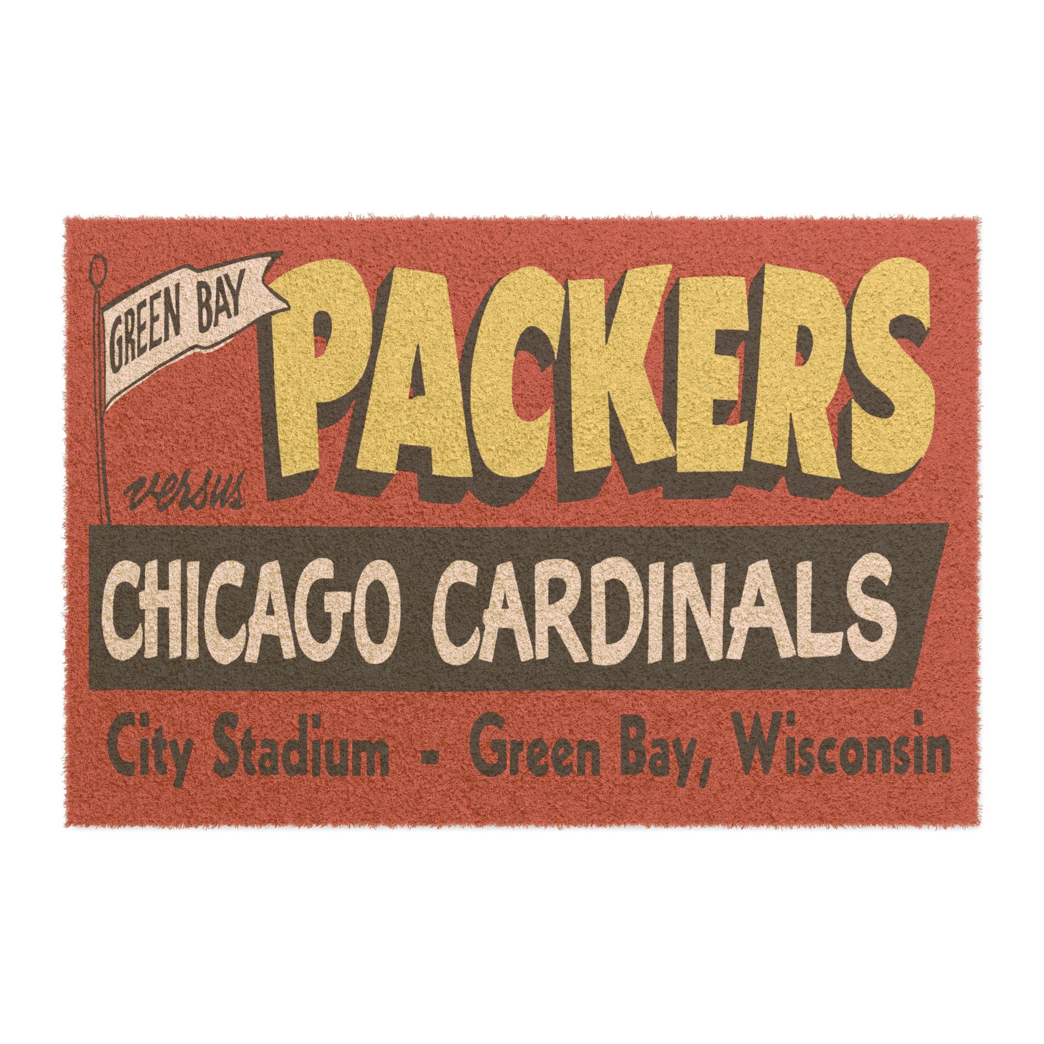 Vintage 1955 Packers vs Cardinals Football Doormat