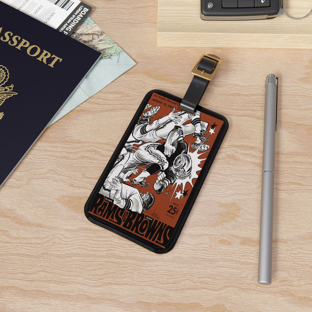 1961 Vintage Browns Rams Football Luggage Tag