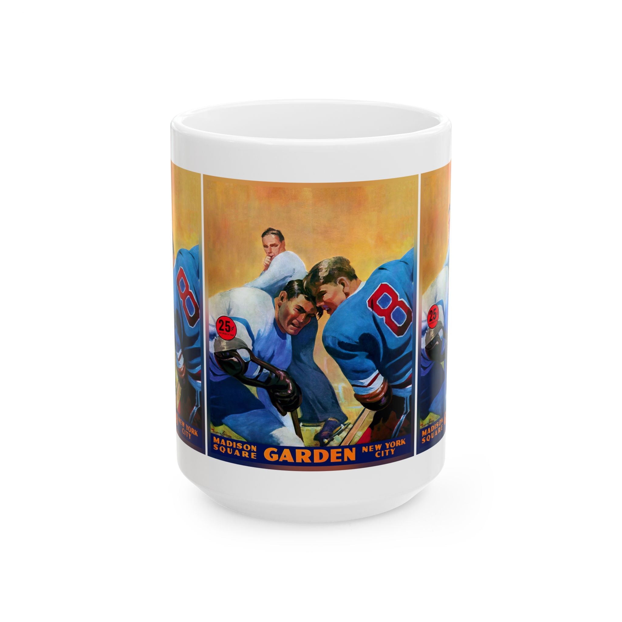 Vintage New York Rangers Hockey Ceramic Mug, Retro Sports Fan Cup, Gift for Hockey Lover, Hockey Memorabilia Drinkware, Sports Fan Gift,
