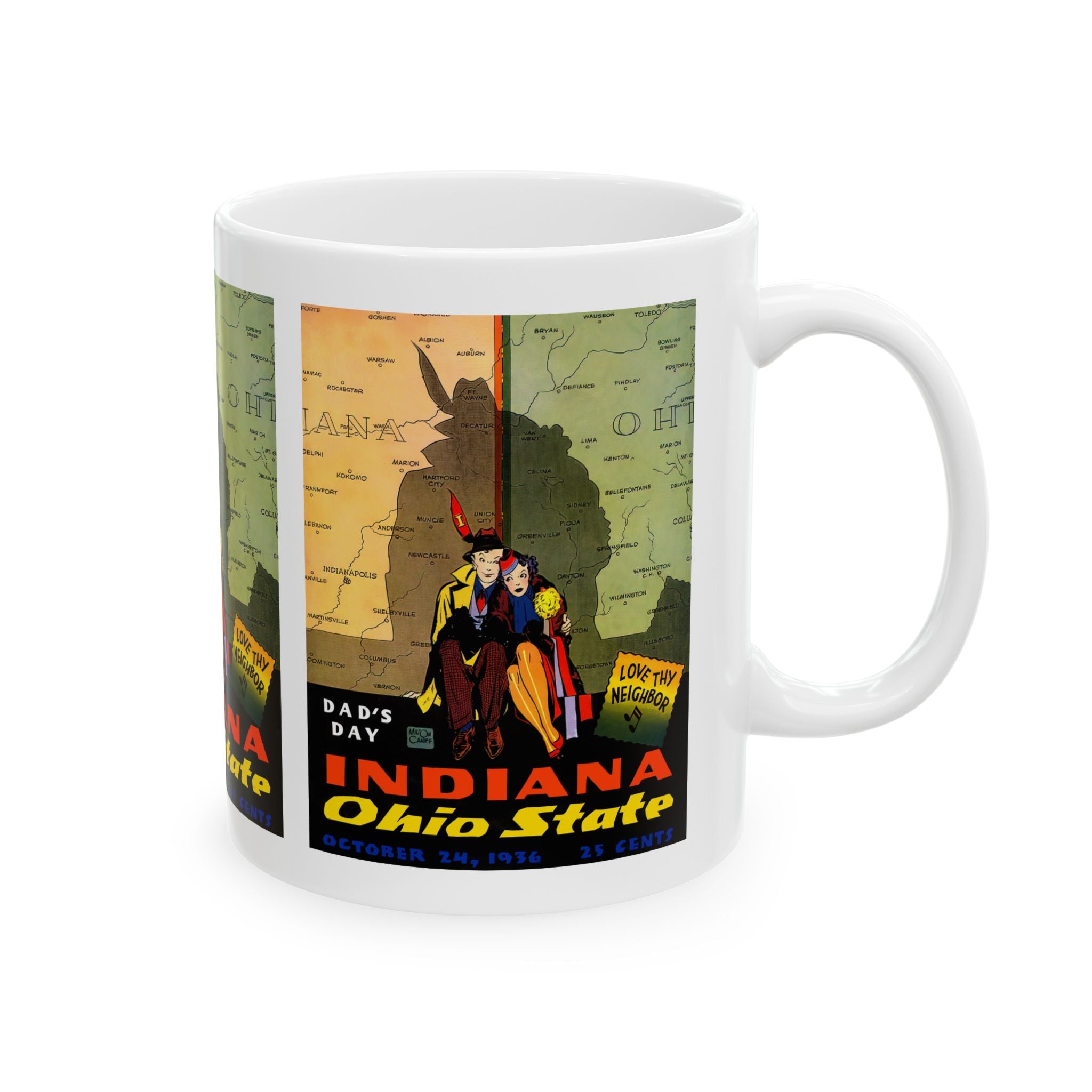1936 Vintage Indiana - Ohio State Football Program Cover - Ceramic Mug, 11oz