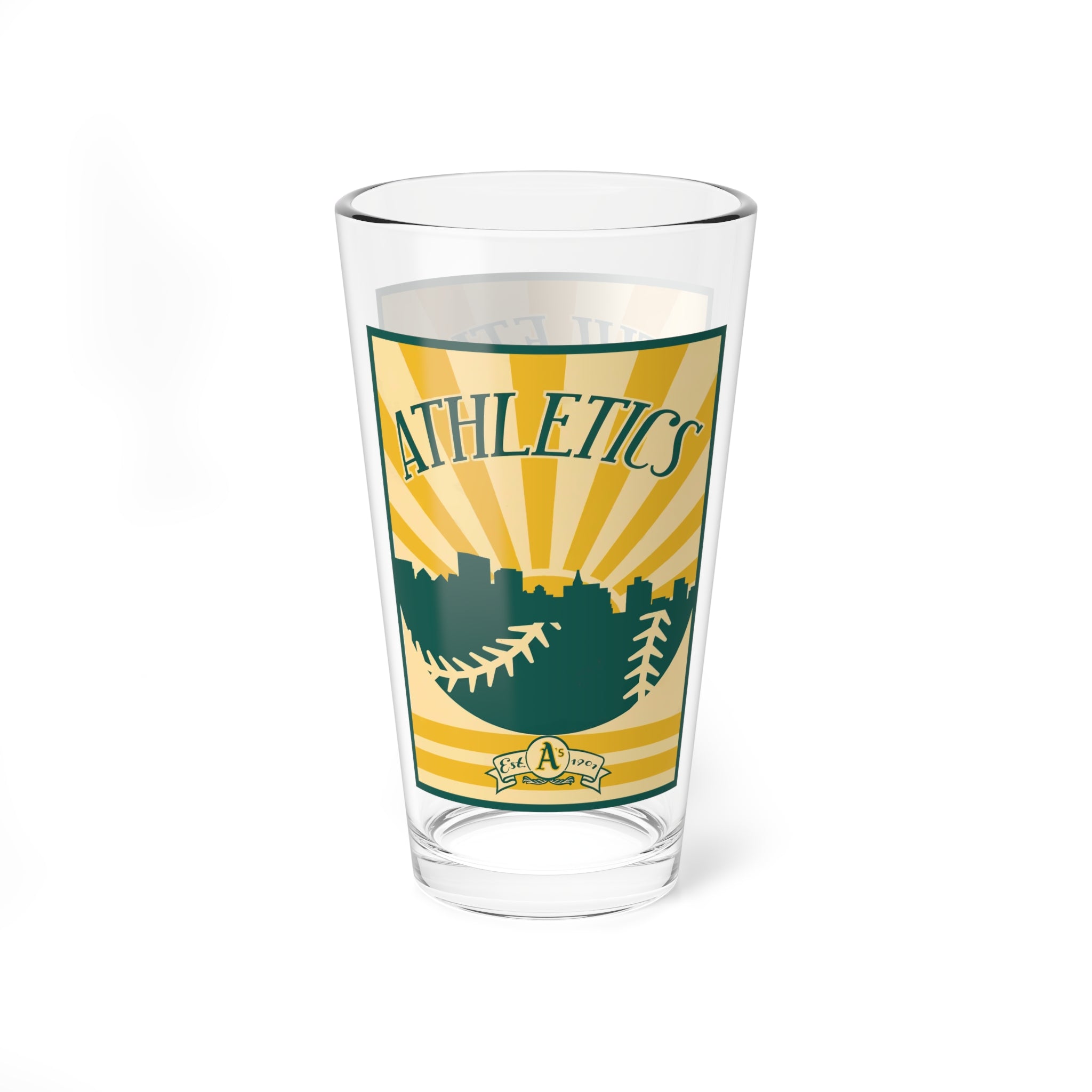 Mixing Glass, 16oz - Oakland Athletics Baseball, Sports Fan Barware, Baseball Team Cup, Baseball Gift, Drinkware for Baseball Fans