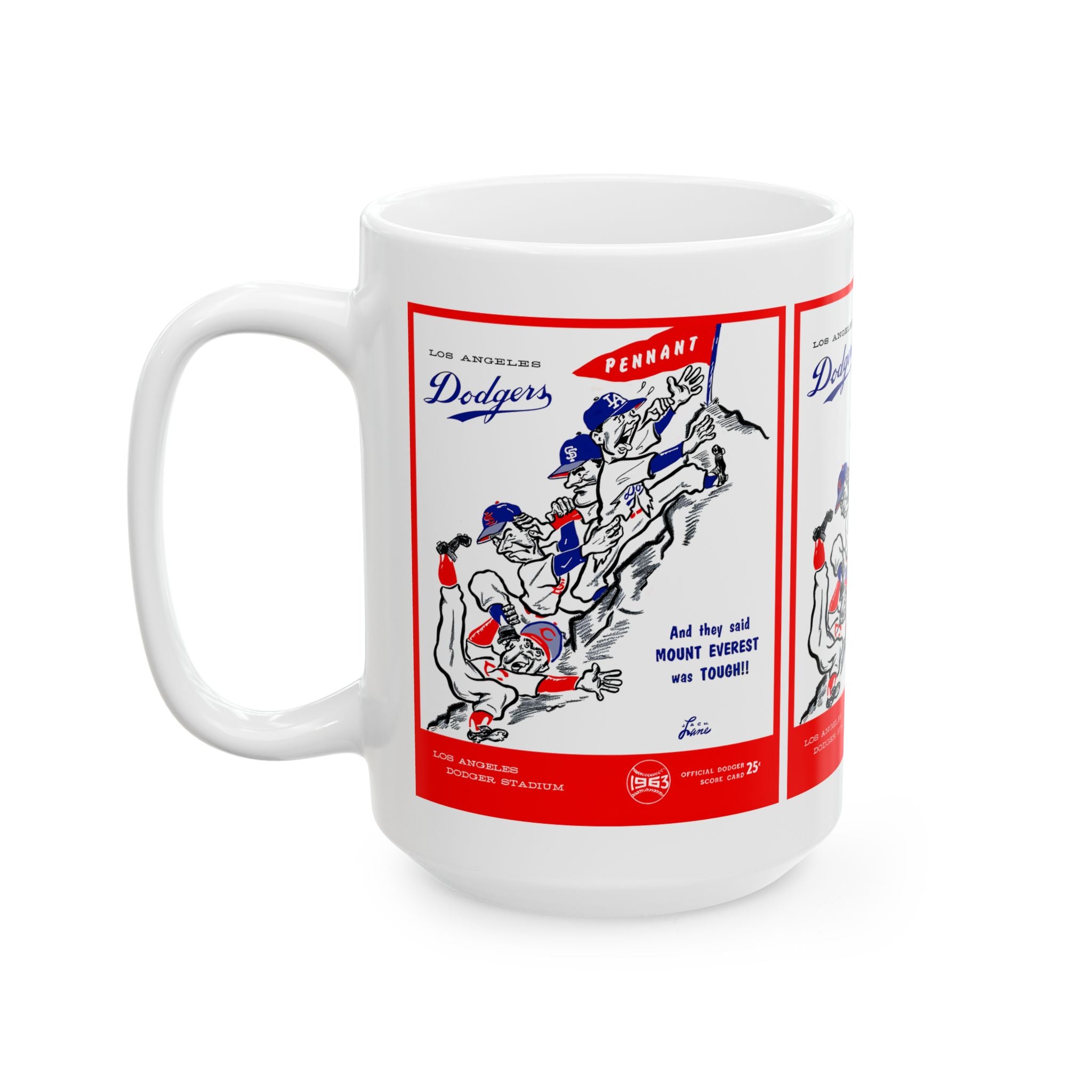1963 Baseball Dodgers Vintage Baseball Poster Ceramic Mug (11oz & 15oz)