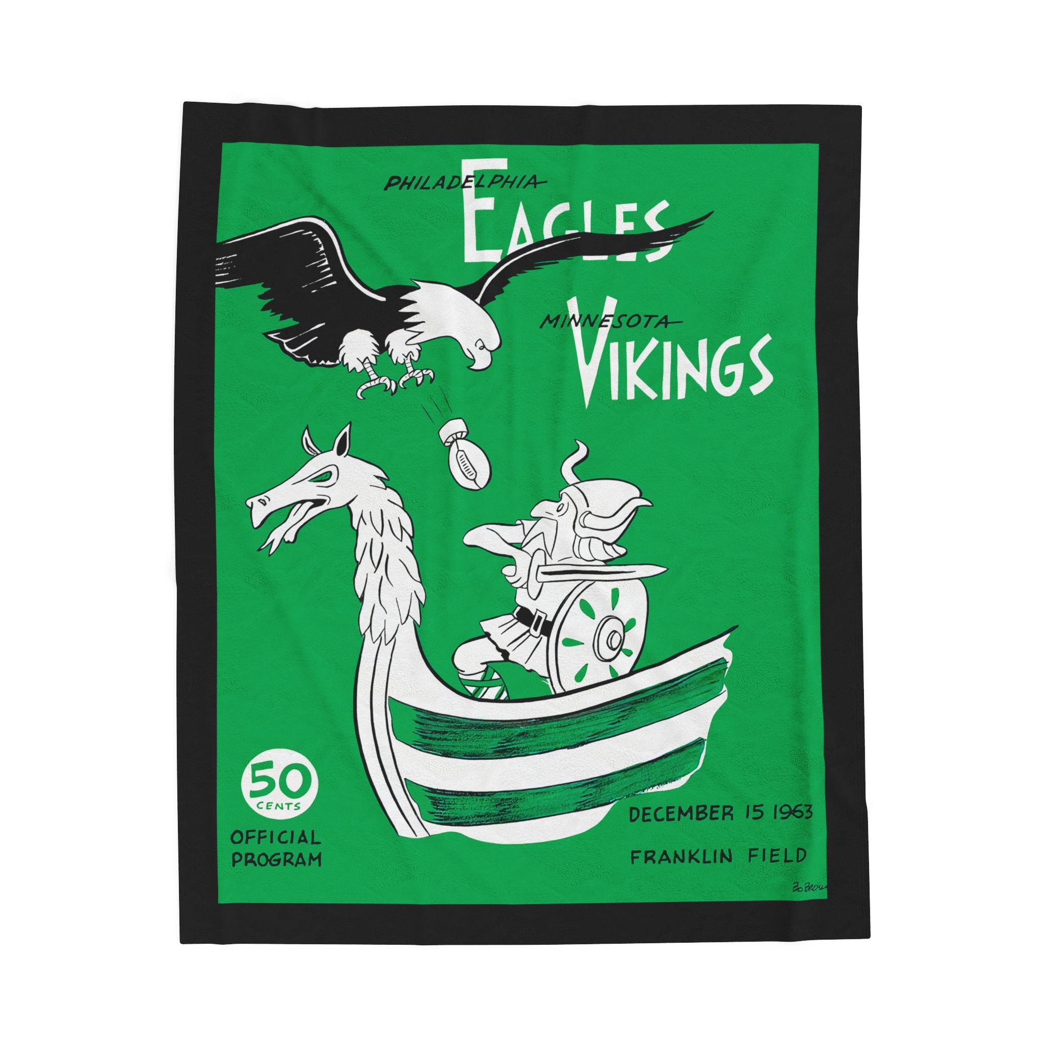 Velveteen Throw Blanket, 1963 Football Minnesota Vikings Philadelphia Eagles, Sports Fan Gift, Game Day Decor, Man Cave Decor