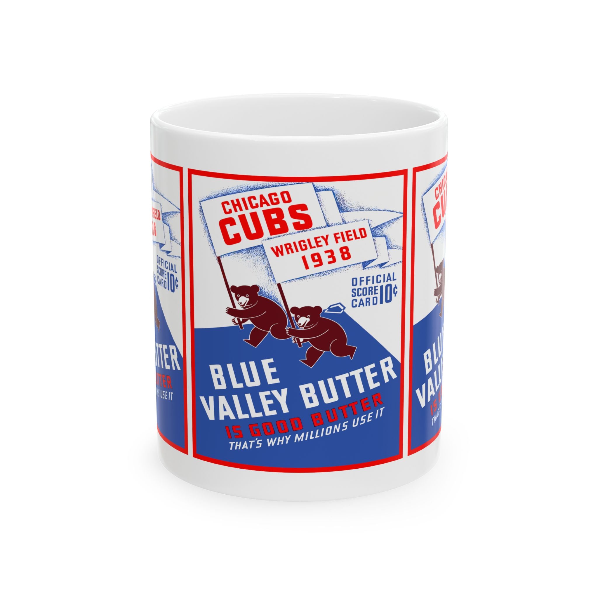 1938 Chicago Cubs Retro 'Blue Valley Butter' Ceramic Mug (11oz & 15oz)