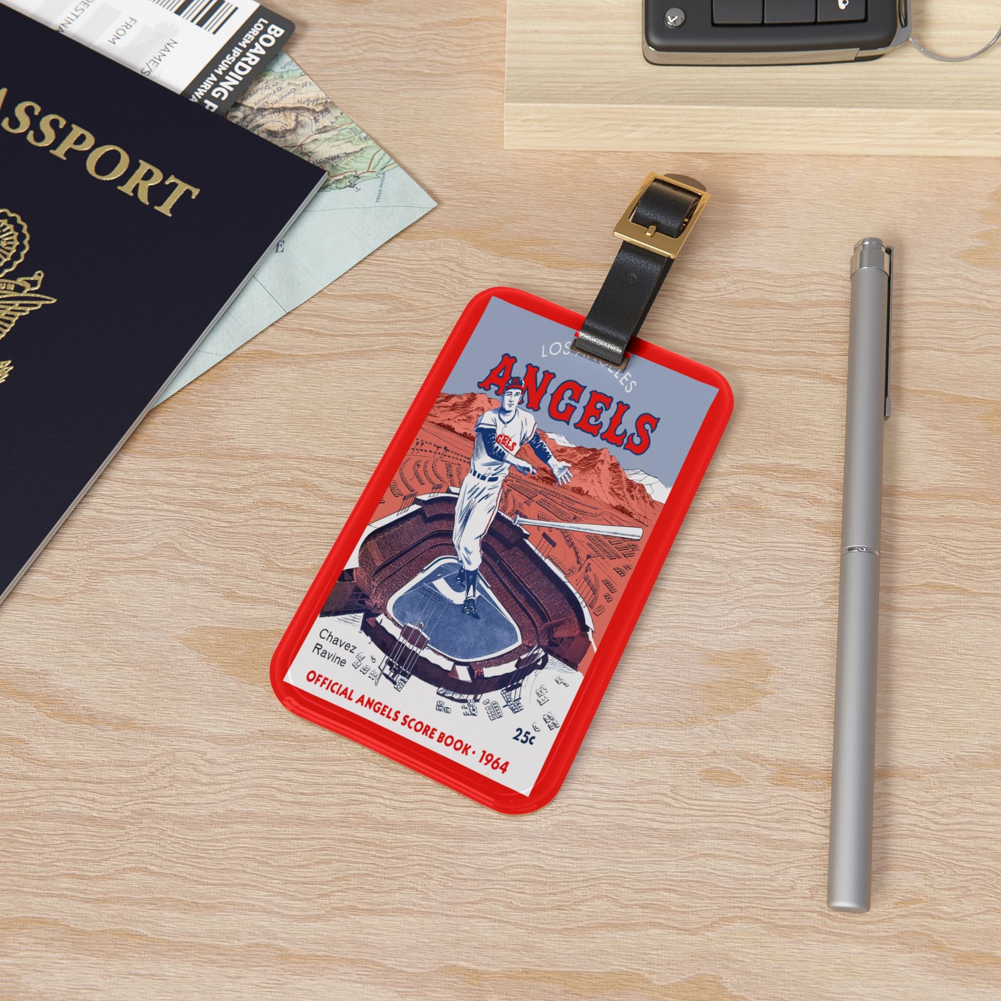 1964 Chavez Ravine Baseball Luggage Tag | Los Angeles Retro Stadium Tag