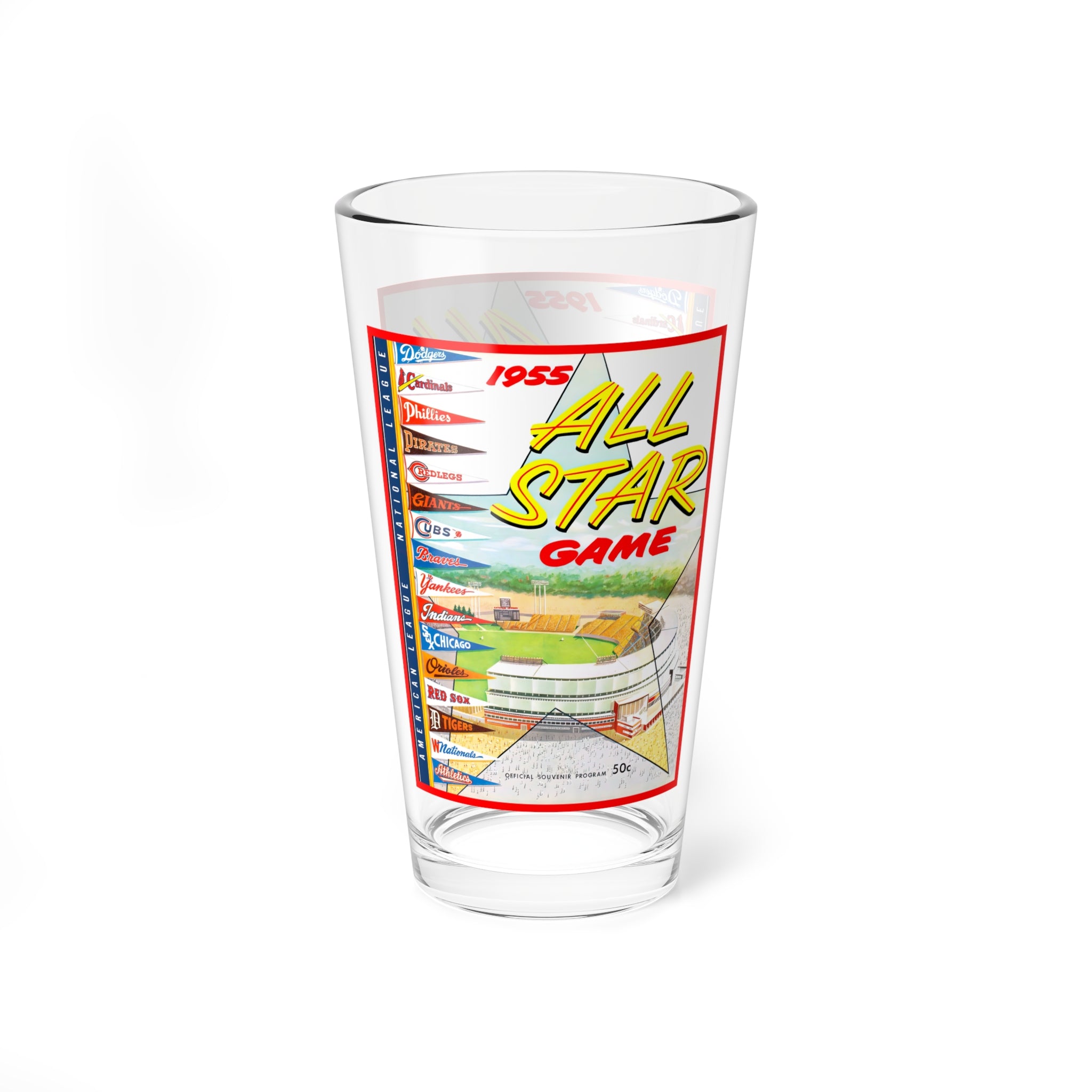 1955 Baseball All-Star Game Milwaukee Mixing Glass 16oz | Vintage Sports Glassware