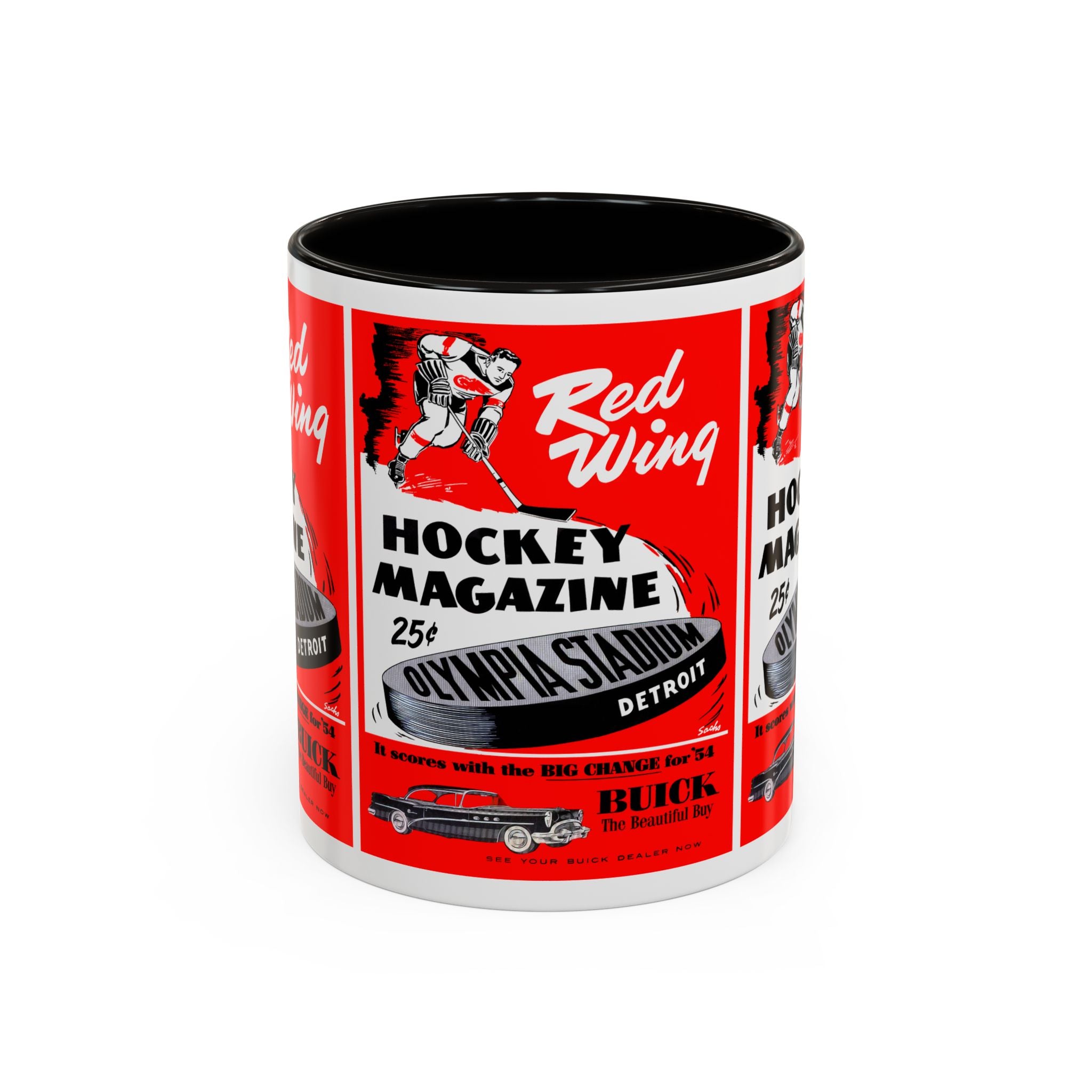 1954 Detroit Red Wings Hockey Program Cover 11oz Colorful Mug, Sports Fan Gift, Hockey Lover Mug