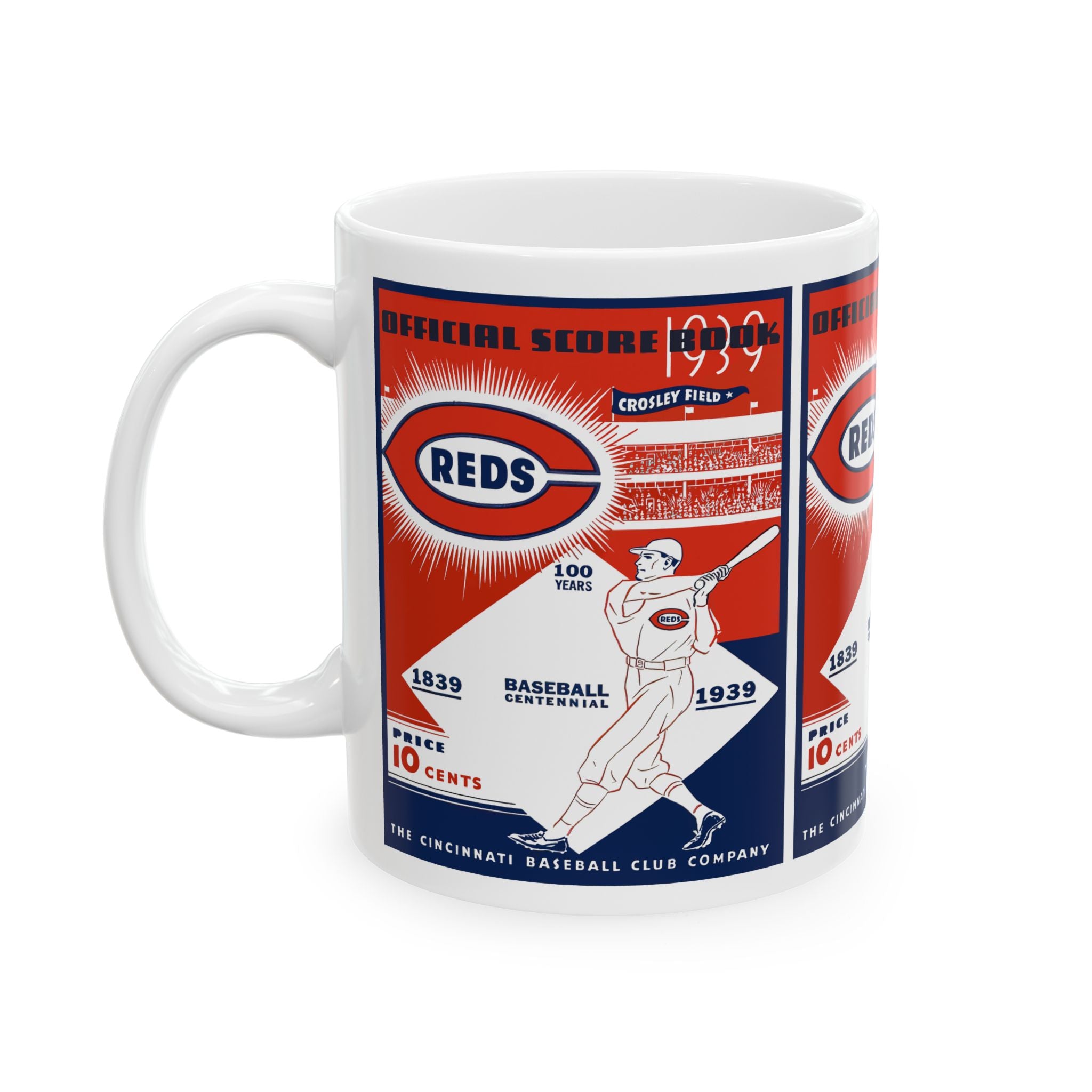 Ceramic Mug, Vintage 1939 Baseball Cincinnati Reds Cup, Gift for Sports Fan, Baseball Memorabilia, Baseball Fan Mug, Unique Sports Gift,