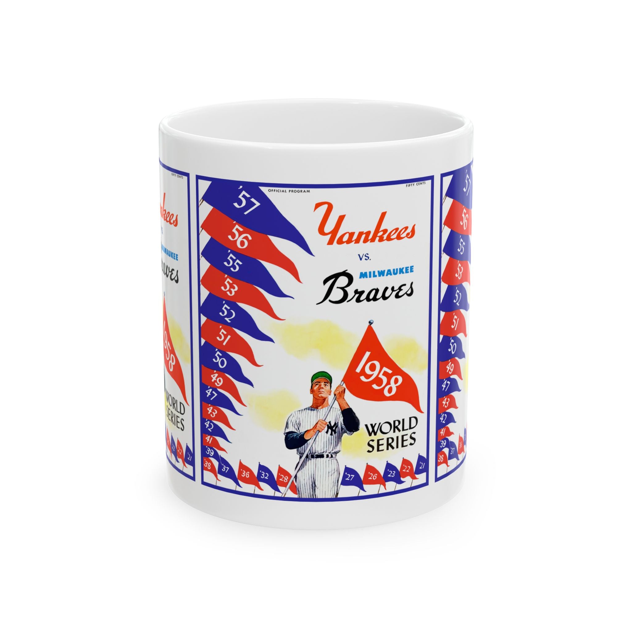 1958 Vintage Milwaukee Braves - New York Yankees World Series Program Cover - Ceramic Mug, 11oz