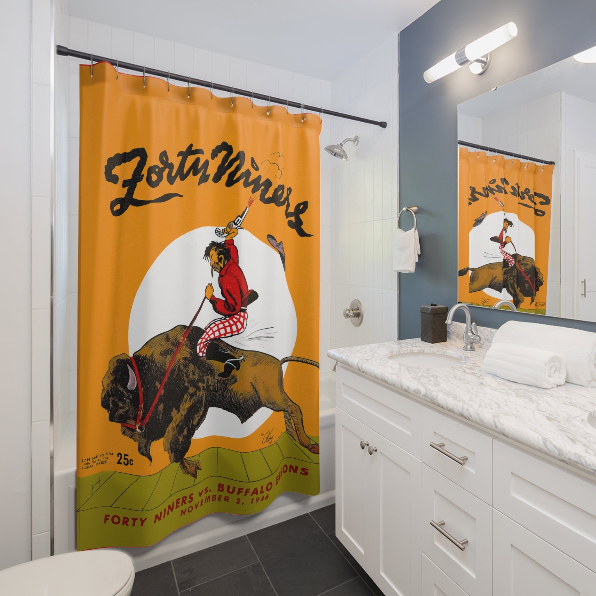 1946 Vintage Buffalo Bisons San Francisco 49ers Football Shower Curtain