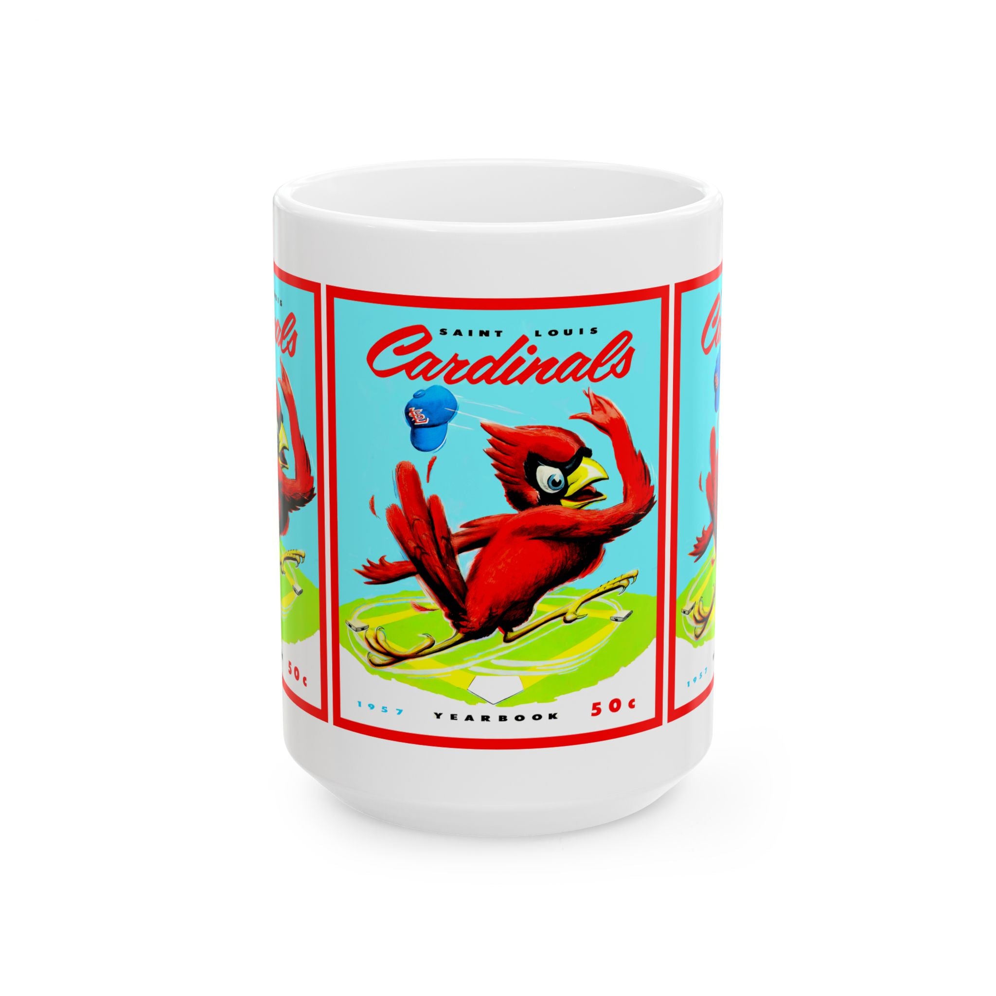 1957 Vintage St Louis Cardinals Baseball Yearbook Cover - Ceramic Mug, 11oz, 15oz