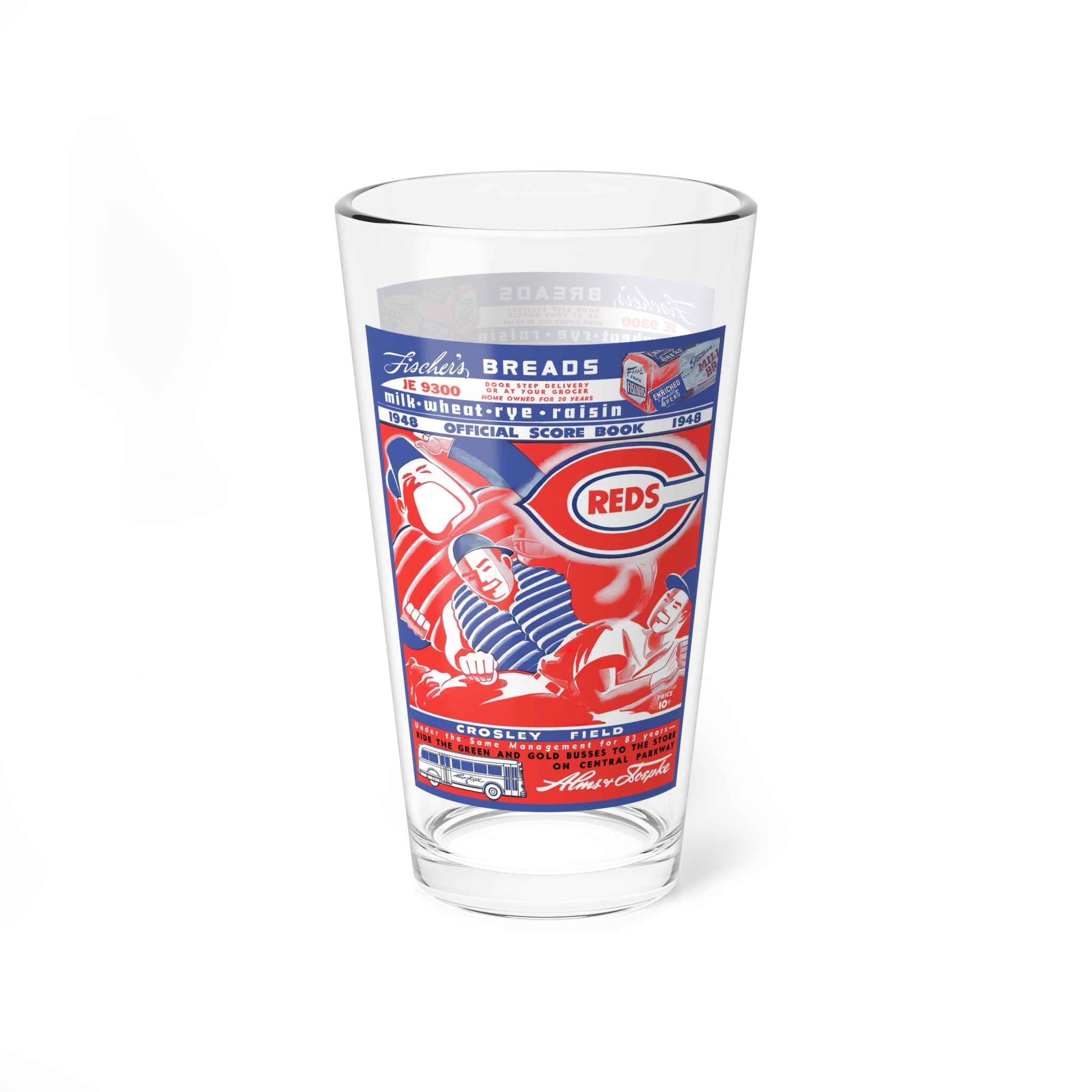 Mixing Glass, 16oz - 1948 Baseball Cincinnati Reds, Sports Barware, Vintage Baseball Fan Gift, Retro Glassware, Baseball Collectible