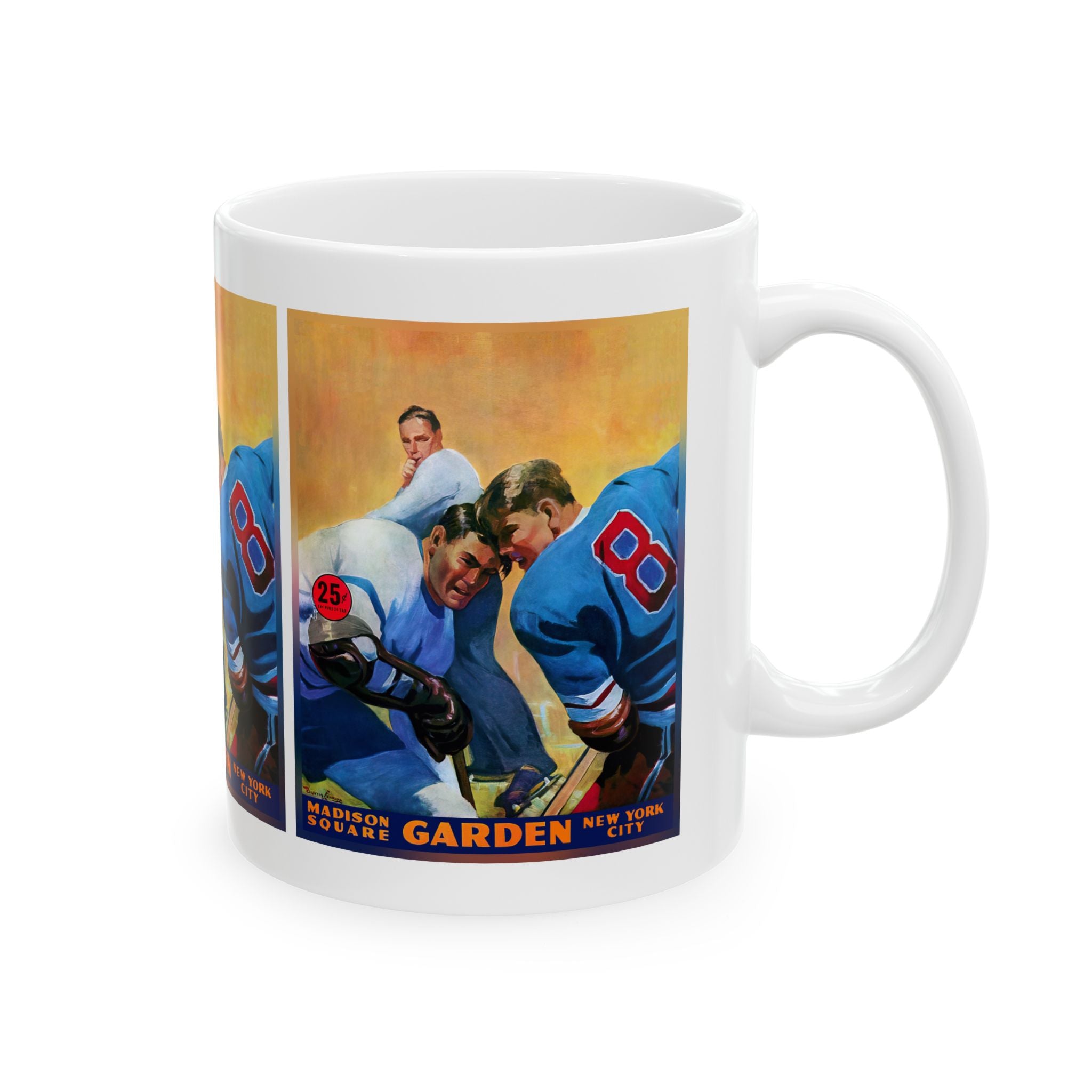 Vintage New York Rangers Hockey Ceramic Mug, Retro Sports Fan Cup, Gift for Hockey Lover, Hockey Memorabilia Drinkware, Sports Fan Gift,