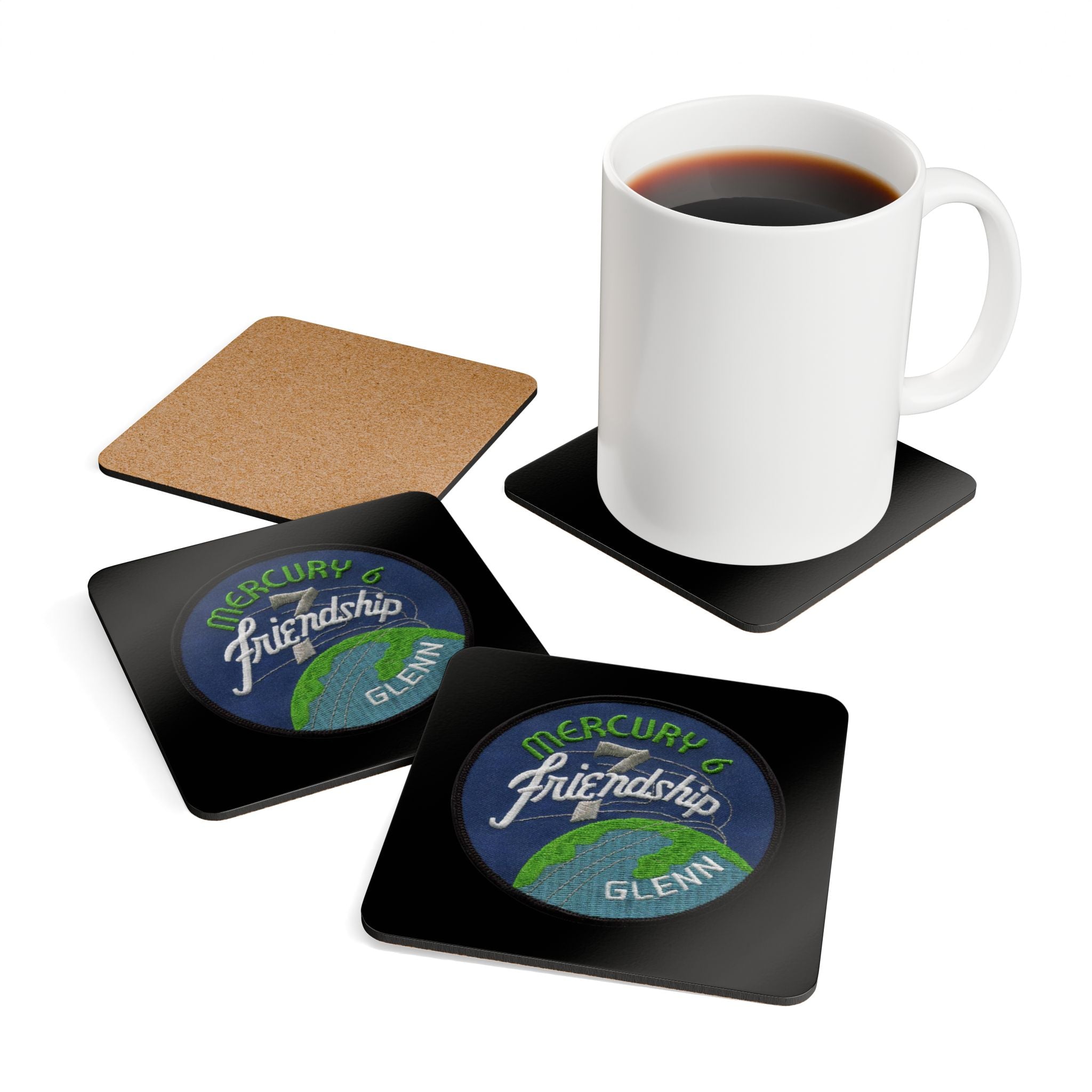 NASA - Mercury 6 - Friendship 7 Flight Patch  -  Corkwood Coaster Set