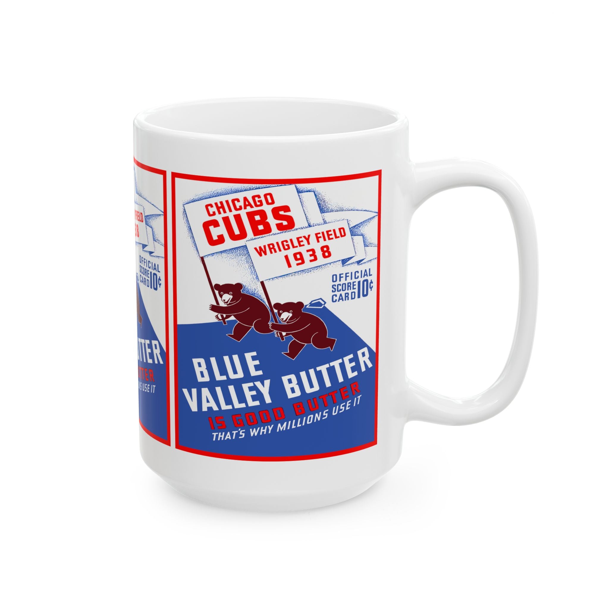 1938 Chicago Cubs Retro 'Blue Valley Butter' Ceramic Mug (11oz & 15oz)
