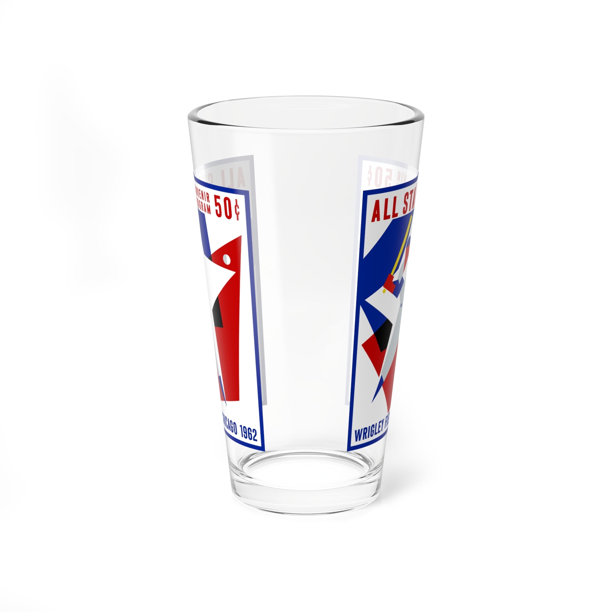 Baseball All-Star Souvenir 16oz Mixing Glass — Vintage 1962 Baseball Program Design- Wrigley Field
