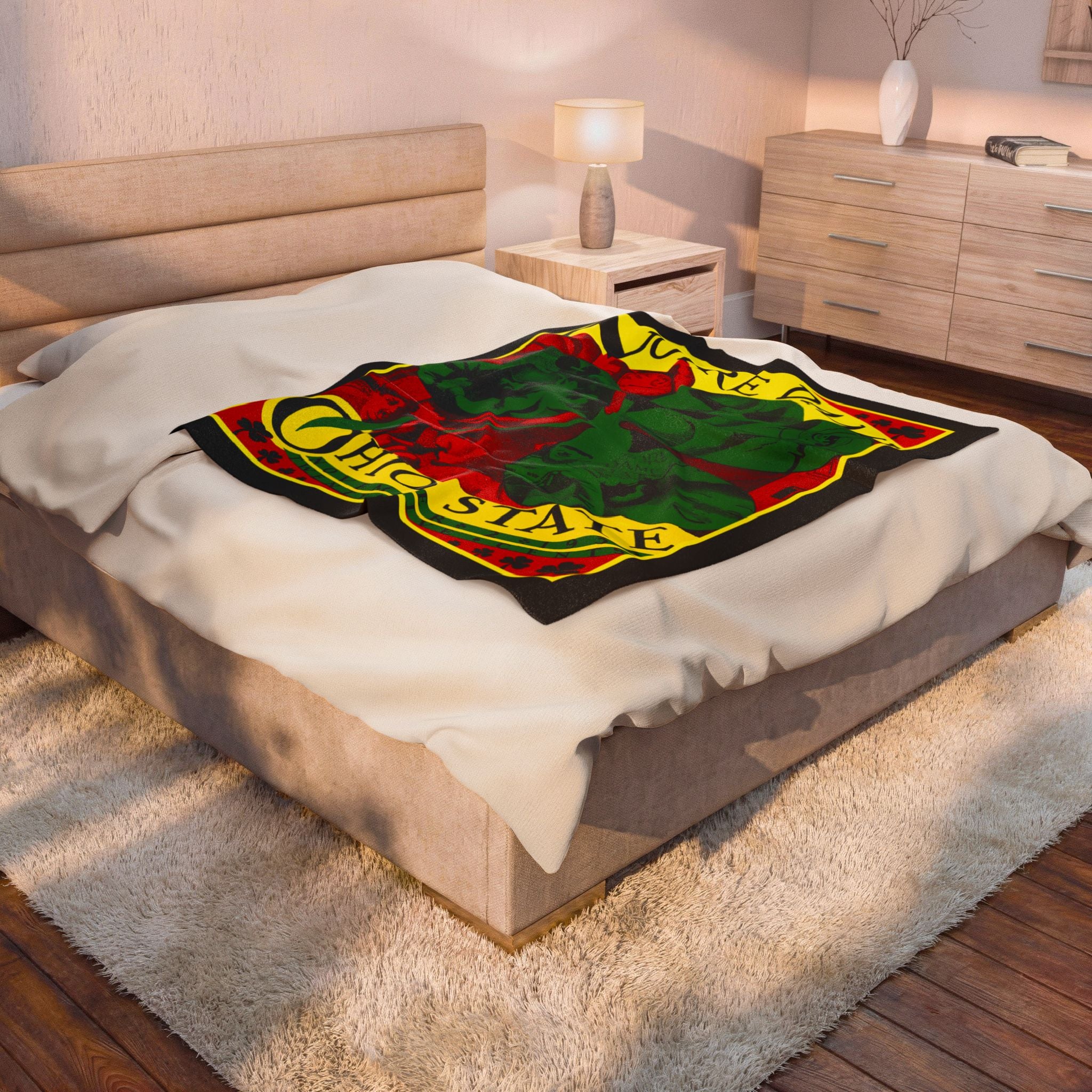 Velveteen Plush Blanket, Ohio State Notre Dame Football Gift, Sports Fan Home Decor, Vintage College Game Throw, Game Day Tailgate Blanket