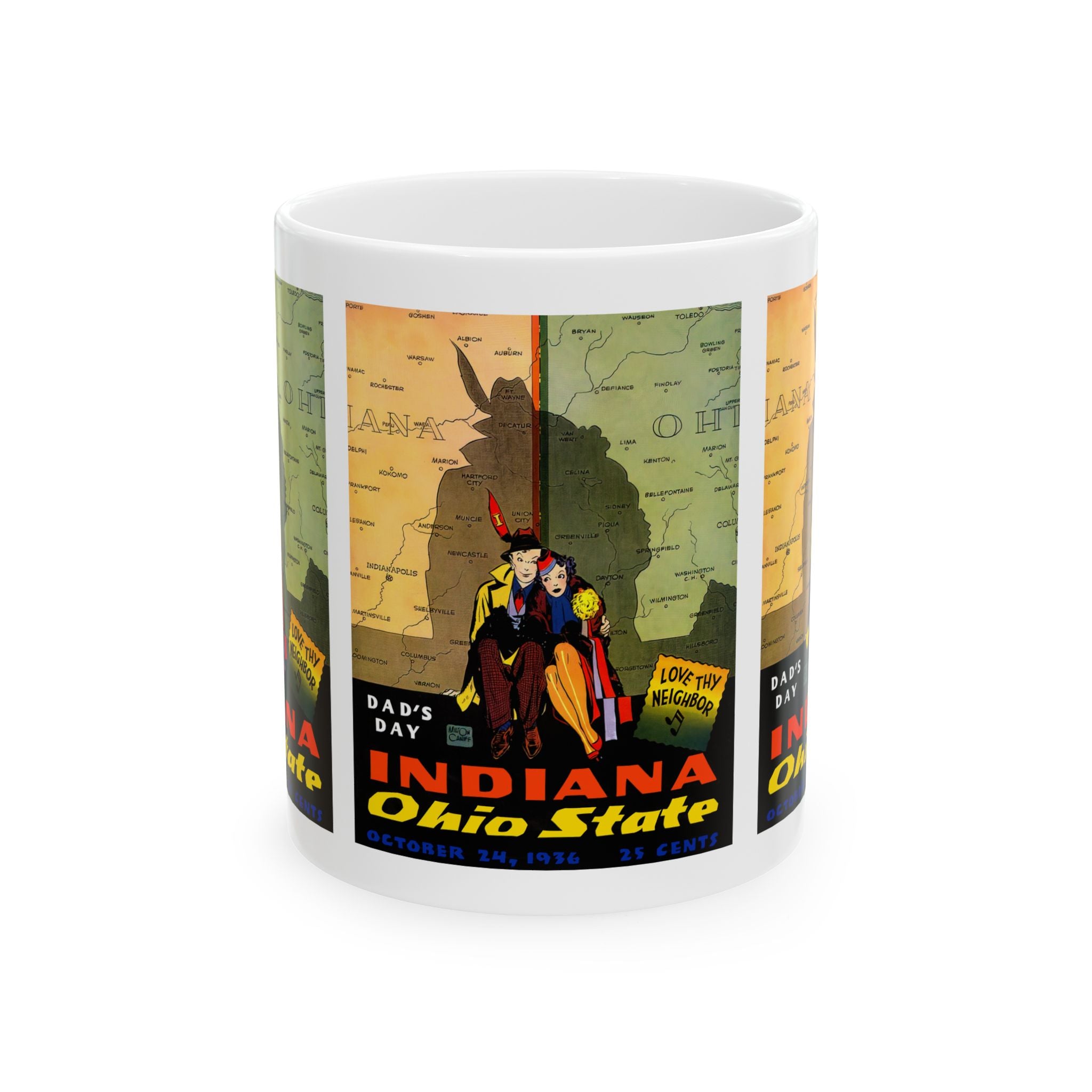 1936 Vintage Indiana - Ohio State Football Program Cover - Ceramic Mug, 11oz
