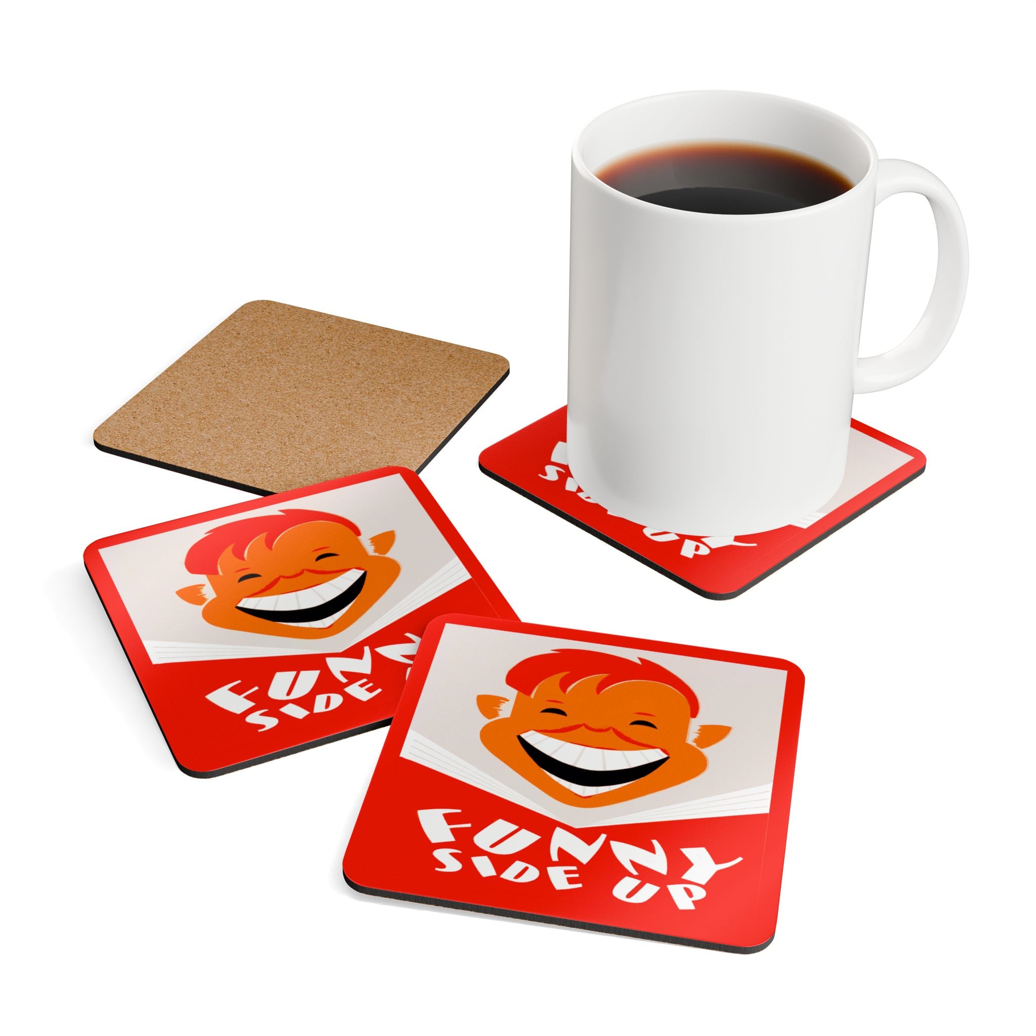 WPA Vintage Poster - Funny Side Up - Corkwood Coaster Set