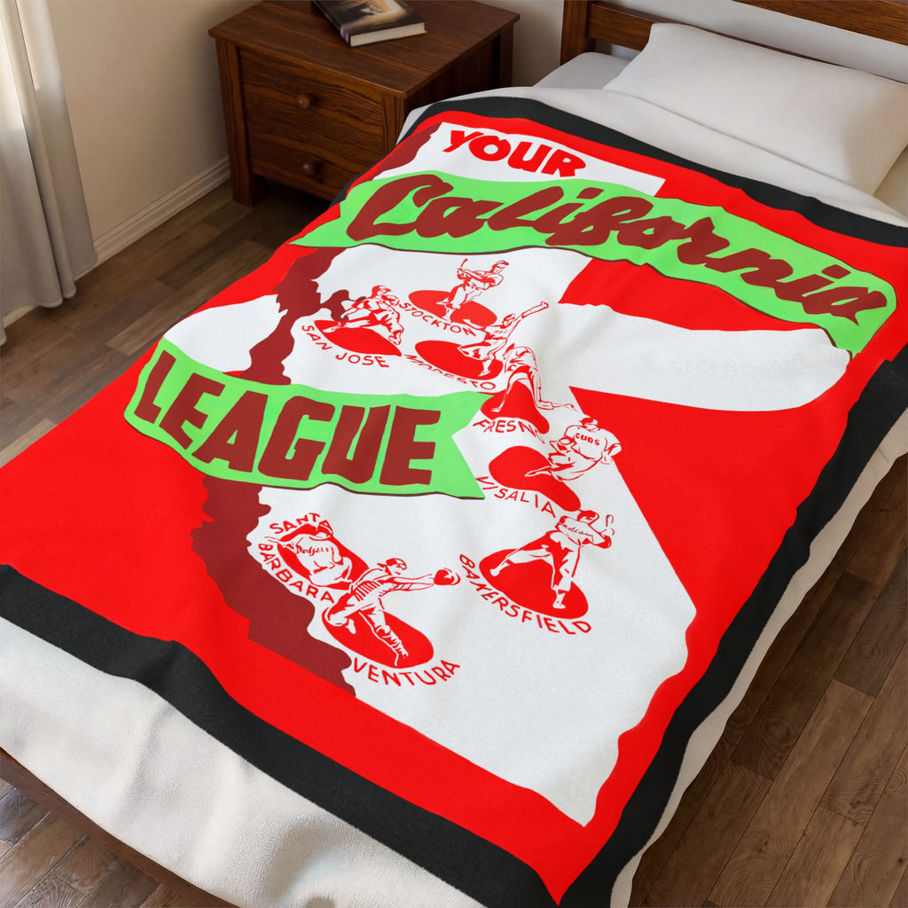 Velveteen Plush Blanket, Baseball Blanket, Sports Blanket, Baseball Fan Gift, California League Memorabilia, 1949 Baseball Throw