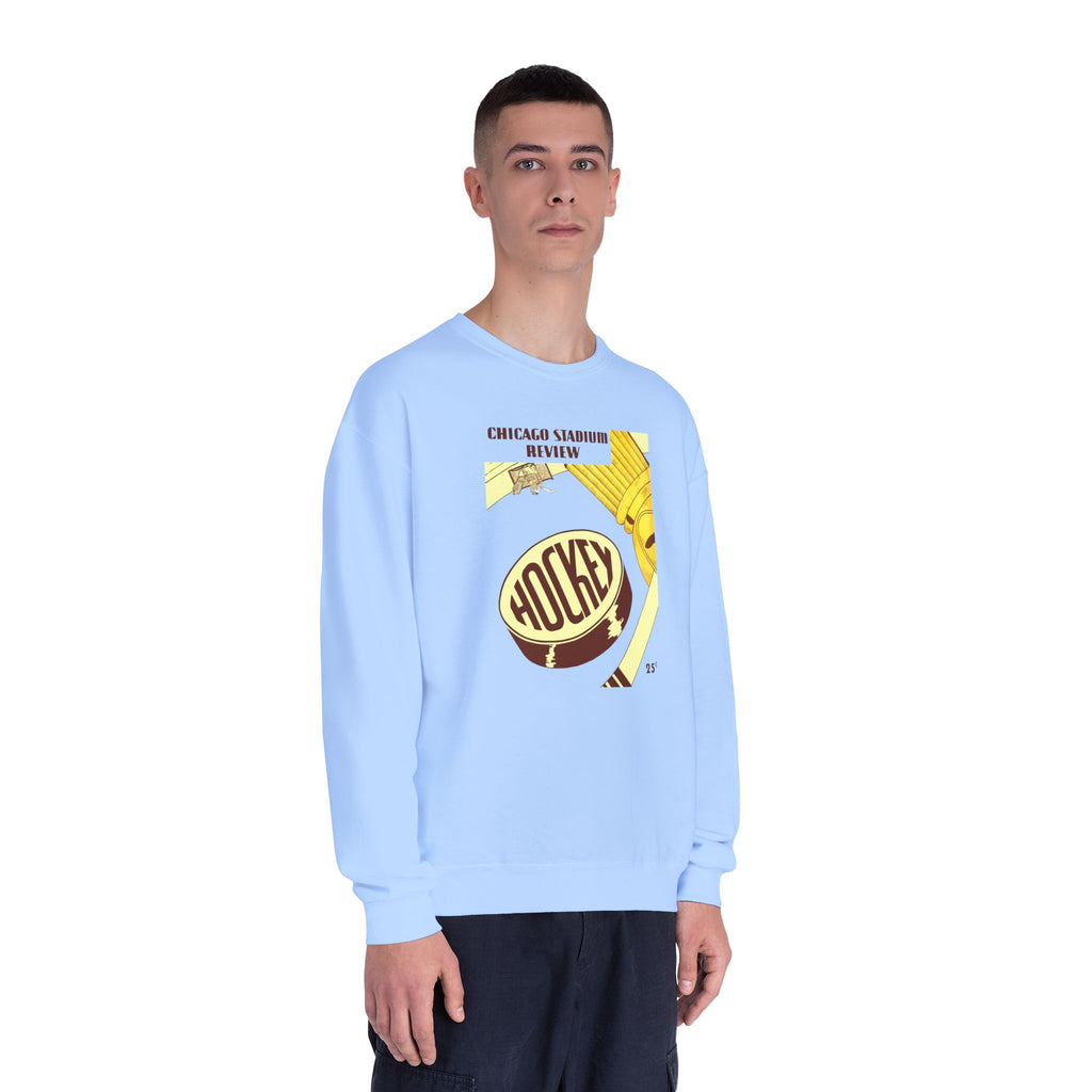 1947-1948 Vintage Chicago Black Hawks Hockey Program Cover  -  NuBlend® Crewneck Sweatshirt