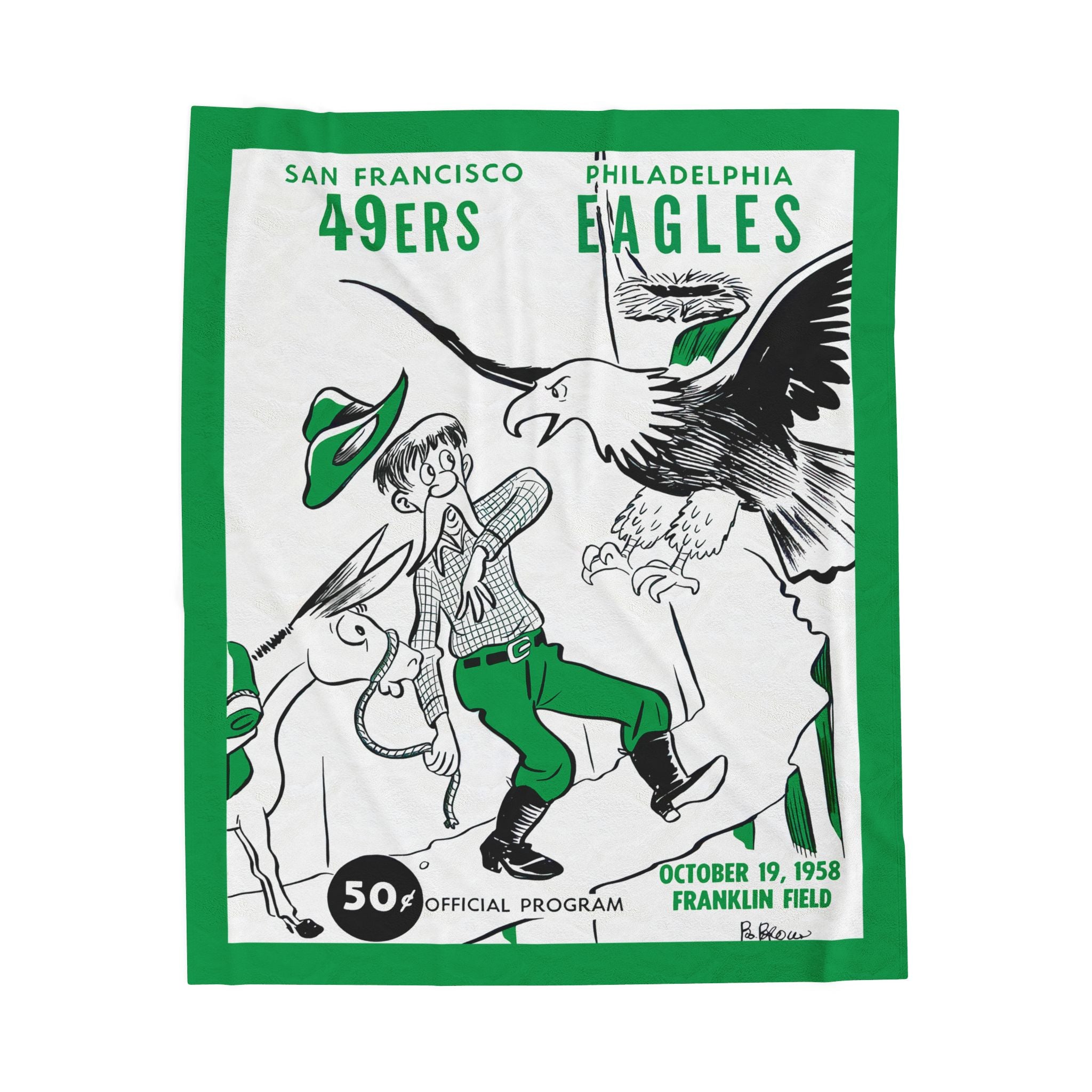 Throw Blanket, Vintage 1958 Football San Francisco 49ers Philadelphia Eagles, Sports Fan Gift, Home Decor, Bedding, Couch Throw, Football