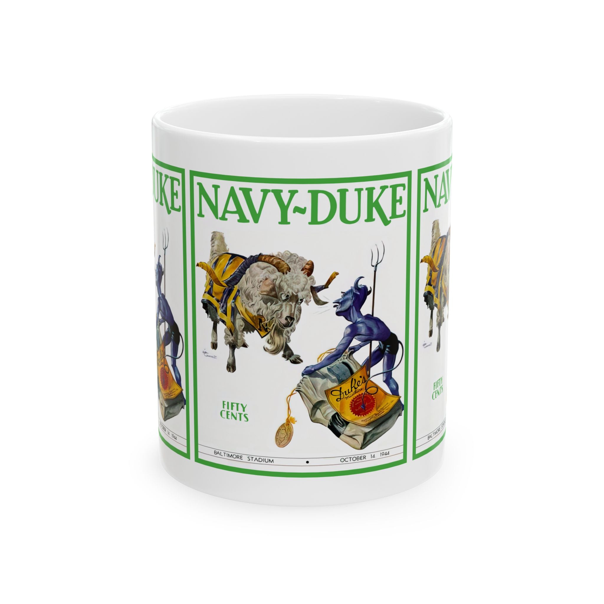 Vintage 1944 Football Duke-Navy Ceramic Mug, Sports Fan Gift, Retro College Football Cup, Unique Father's Day Present, Coffee Mug for Him,