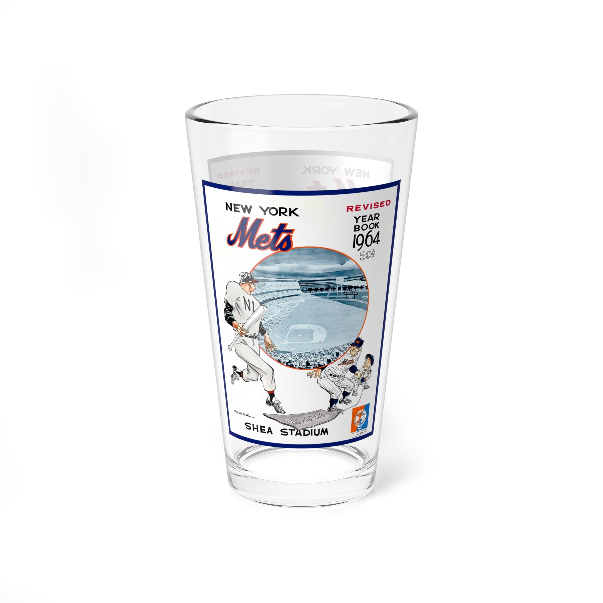 Glassware, 1964 Baseball New York Mets Mixing Glass 16oz, Baseball Fan Gift, Sports Memorabilia, Vintage MLB Decor, Barware, Gift for Mets