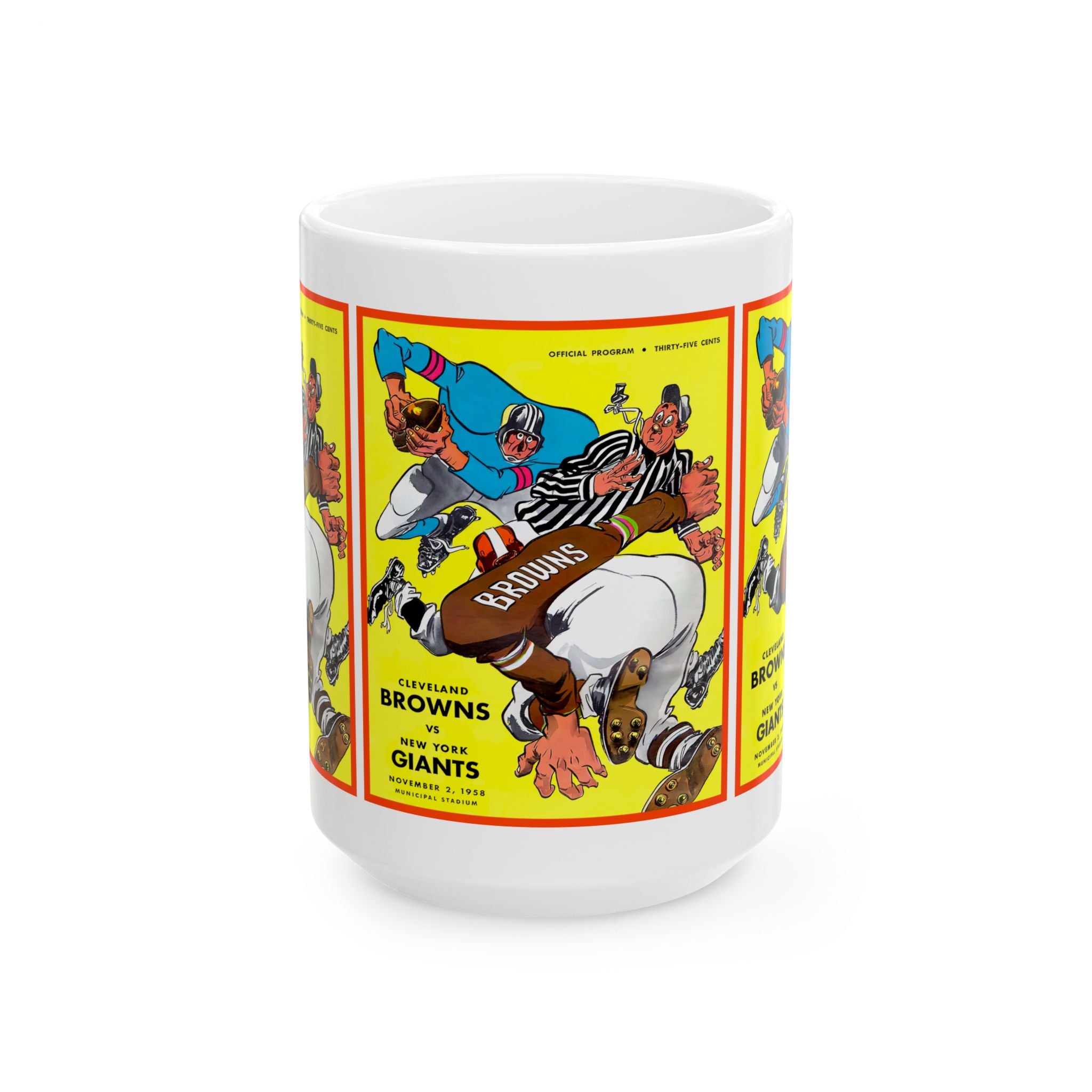 Vintage 1958 Football Cleveland Browns-New York Giants Ceramic Mug, Sports Fan Gift, Coffee Cup,  Football Memorabilia, Football