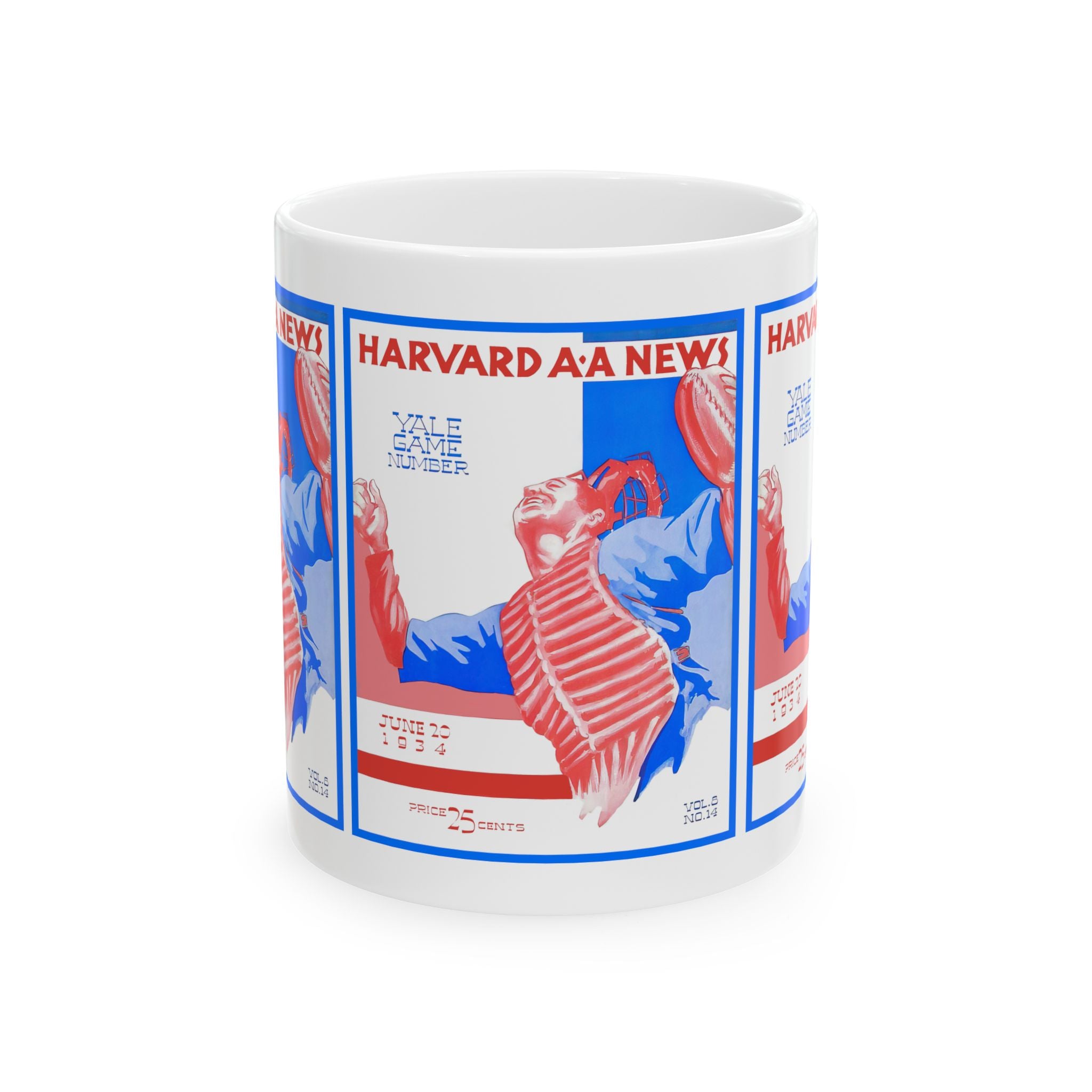 Vintage Baseball Ceramic Mug, 1934 Yale-Harvard Game, Sports Fan Gift, Coffee Cup, Tea Mug, Baseball Lover Gift, Sports Memorabilia