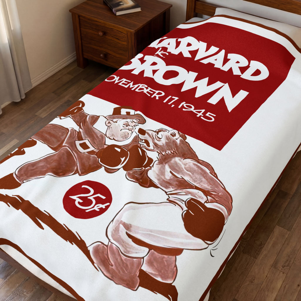 1945 Harvard vs. Brown Vintage Game Day Velveteen Plush Blanket